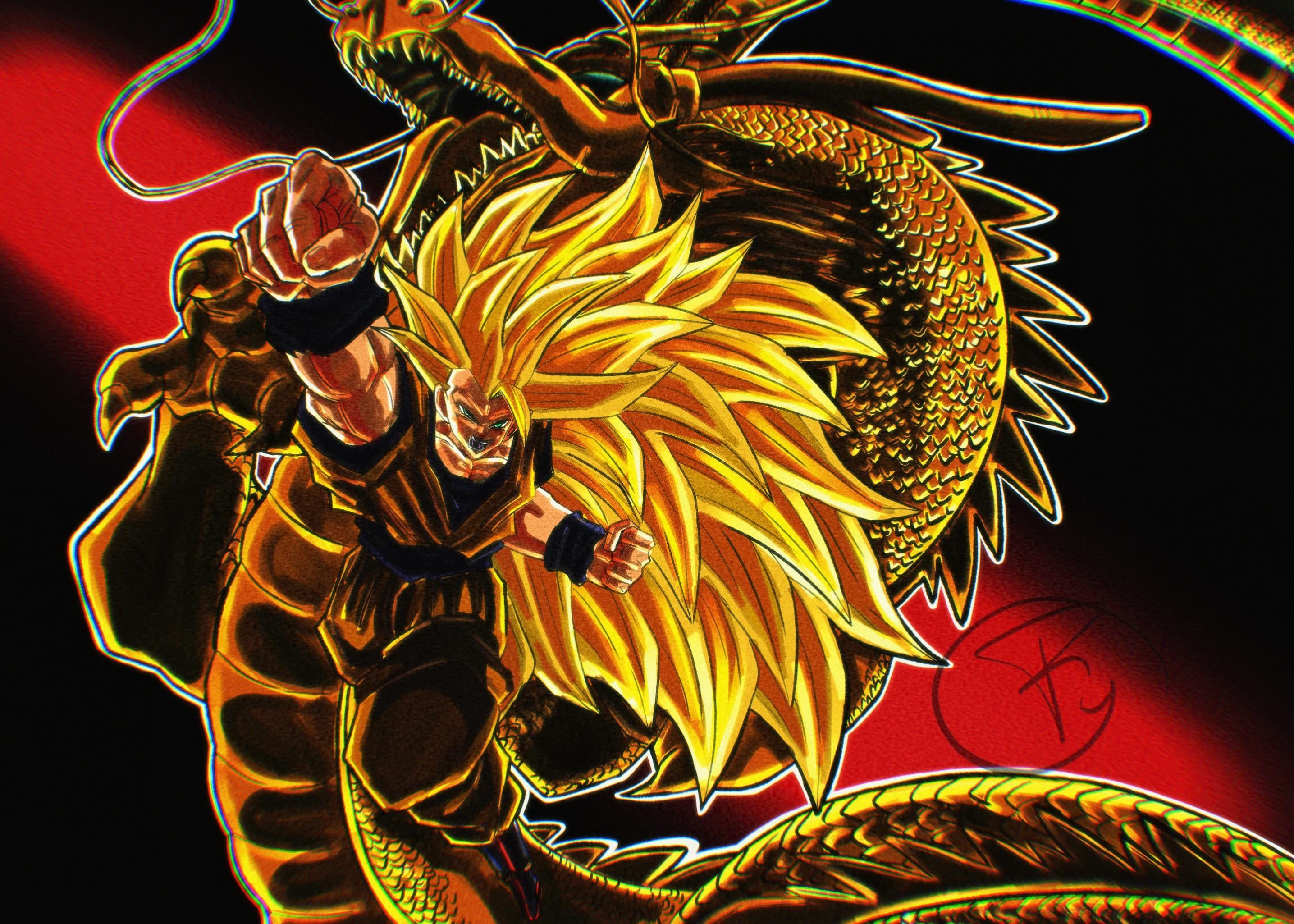 2871x2050 DRAGON FIST GOKU(old drawing by me) (OC)