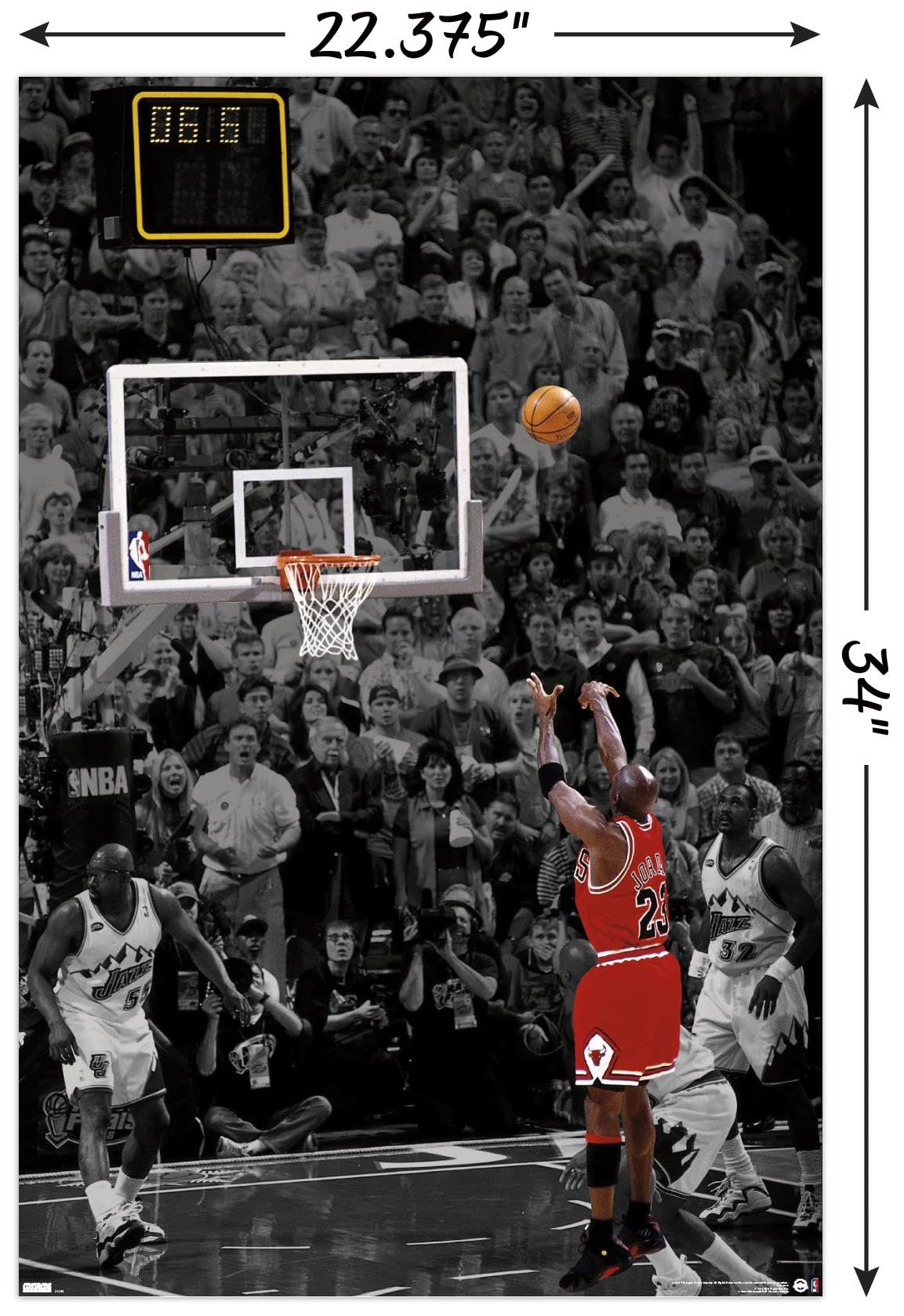 1153x1679 Michael Jordan Shot Wall Poster, 34L x 22.4W, Unframed Version: Posters & Prints