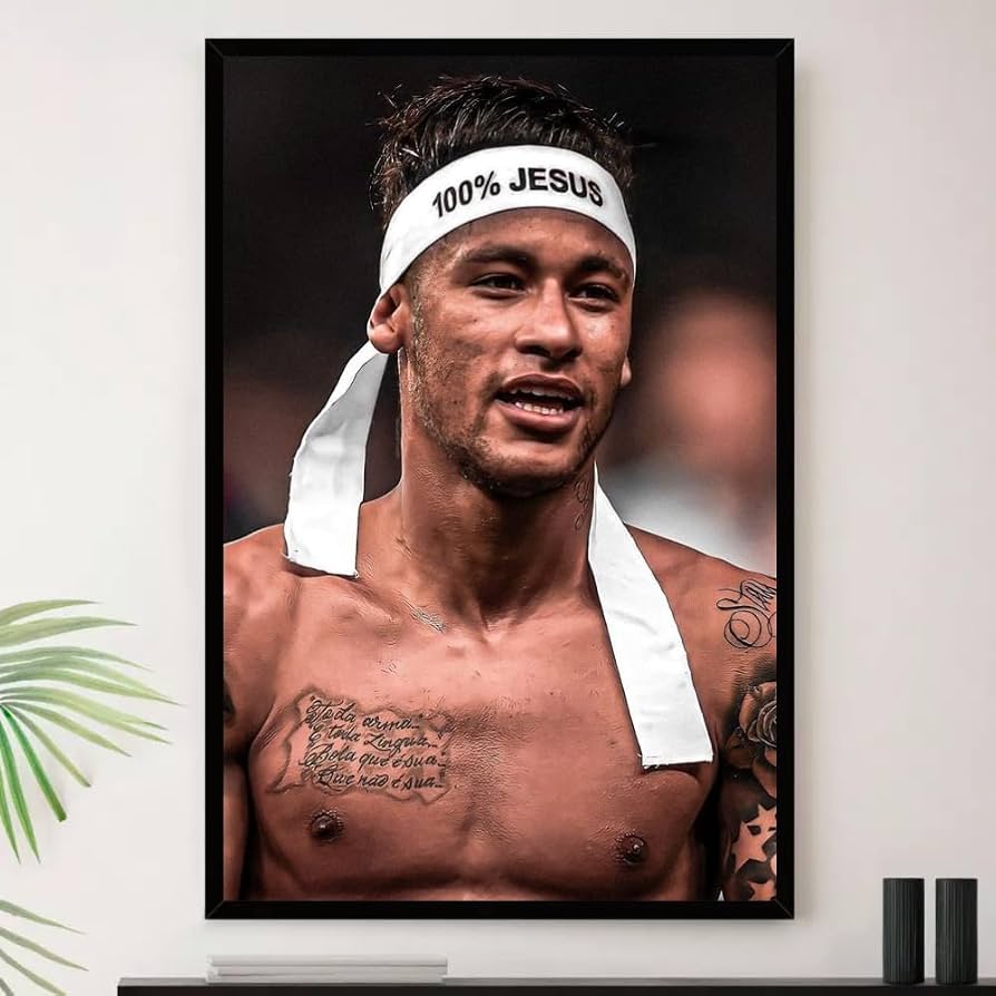 894x894 Genérico, Quadro Neymar Jr 100% Jesus Cristo Decorativo A4 23x33cm. Amazon.com.br
