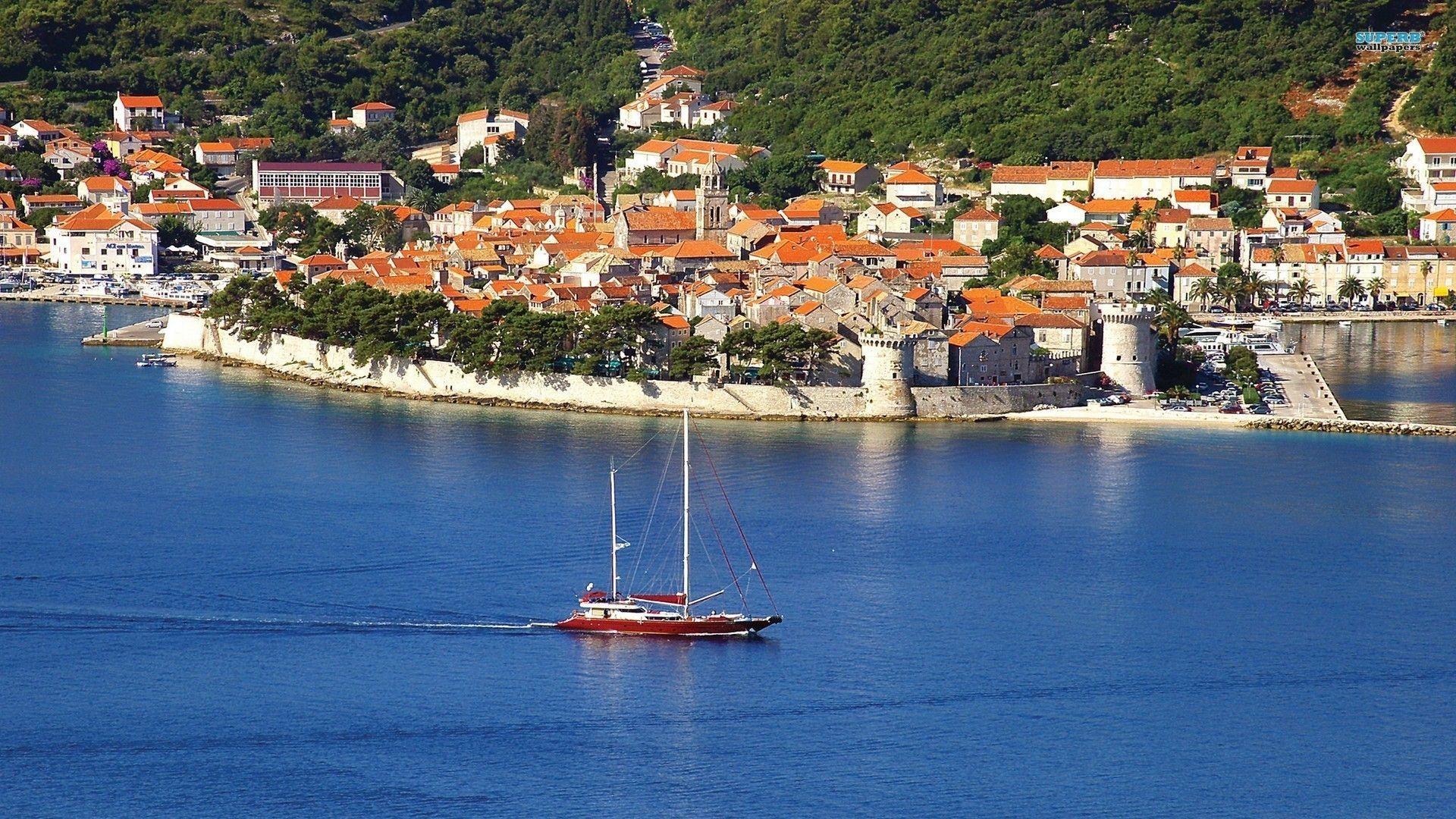 1920x1080 Walled seaside town of korcula croatia wallpaper. Seaside towns, Korcula croatia, Travel around the world