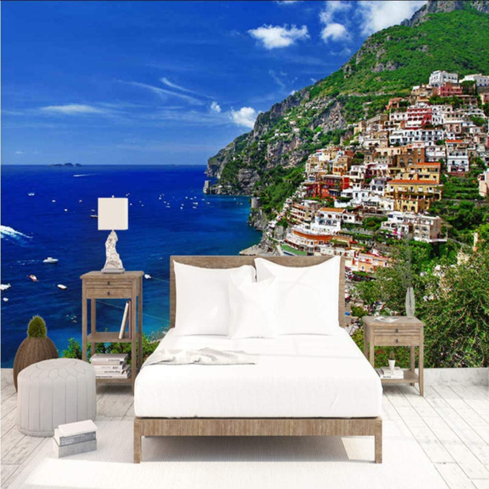1000x1000 Dalxsh Seaside Town 3D Wall Mural Fluorescent Wallpaper Tv Bedroom Backdrop Wallpaper For Decor Home 200X140Cm: Amazon.ca: Home & Kitchen