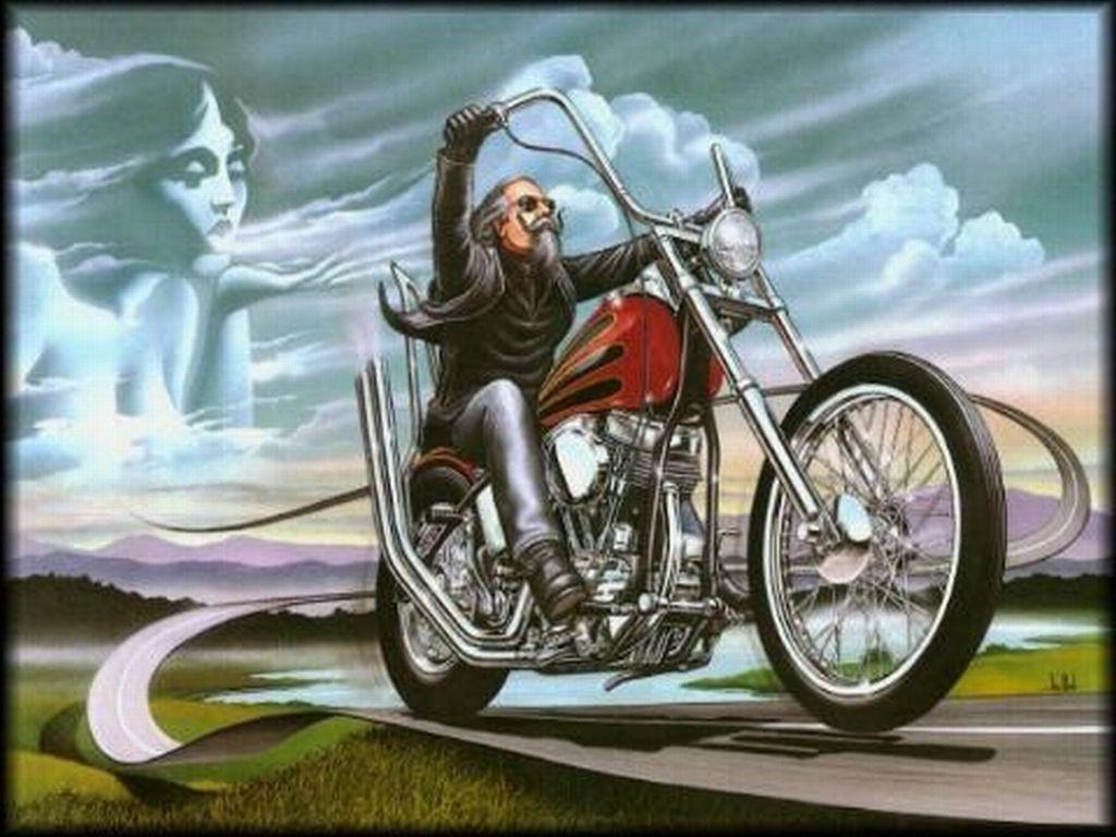 1024x768 Biker Art Wallpaper