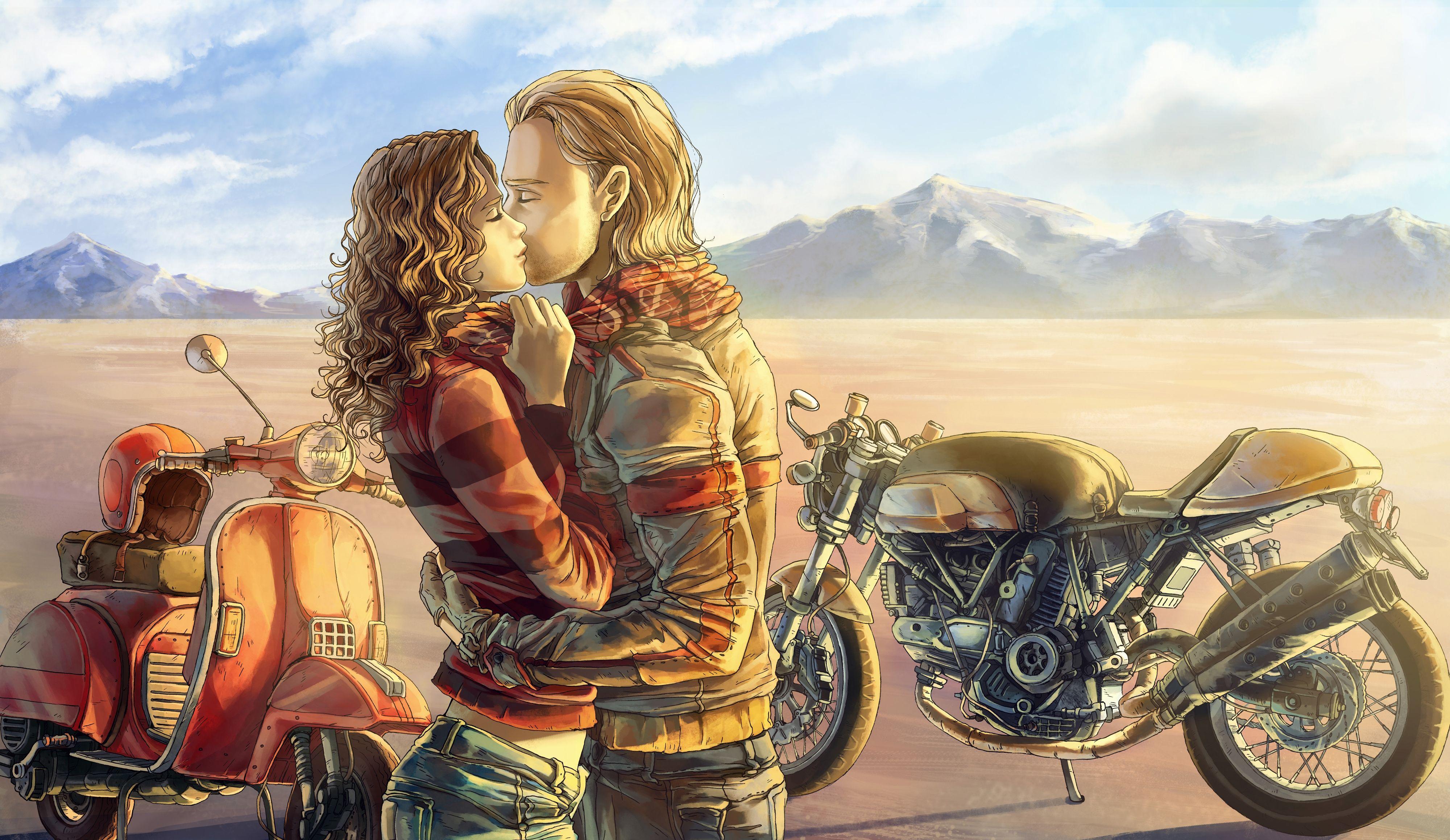 4000x2319 Couple is Kissing Painting art Wallpaper HD / Desktop and Mobile Background