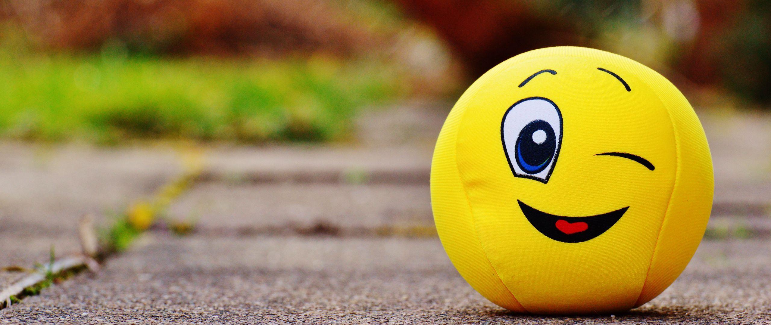 2560x1080 Download wallpaper 2560x1080 ball, smile, happy, toy dual wide 1080p HD background