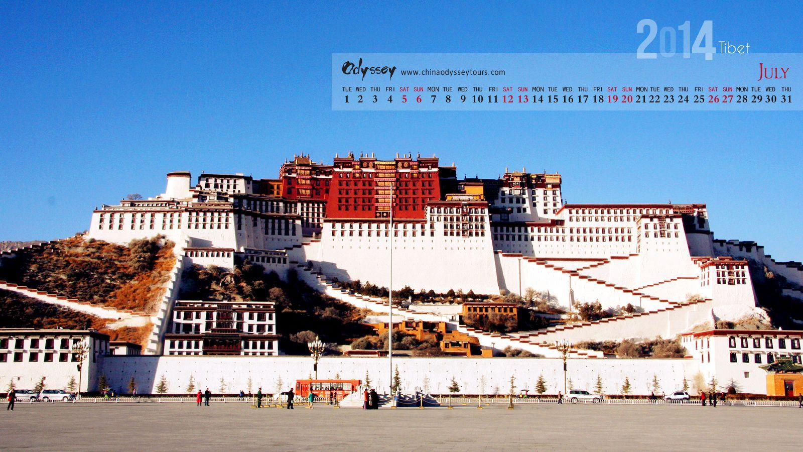 1600x900 Odysseywallpaper July calendar: Potala Palace, Tibet, China. HD