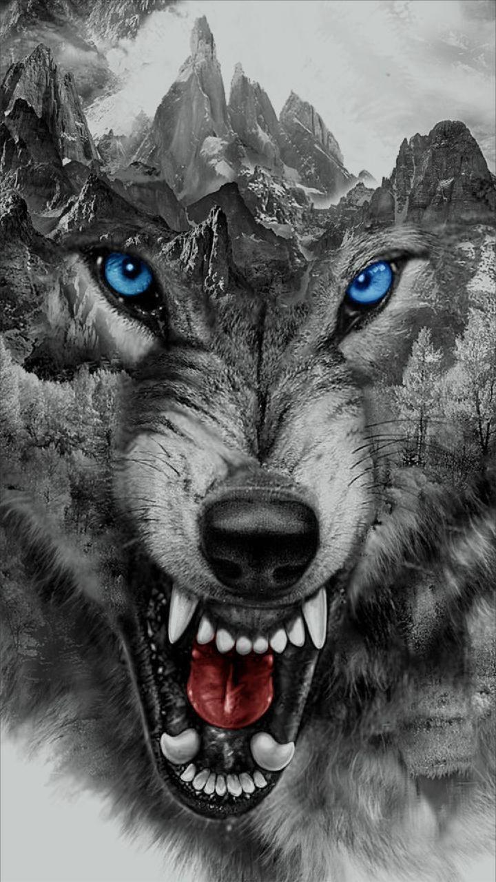 Angry Wolf Face Tattoo