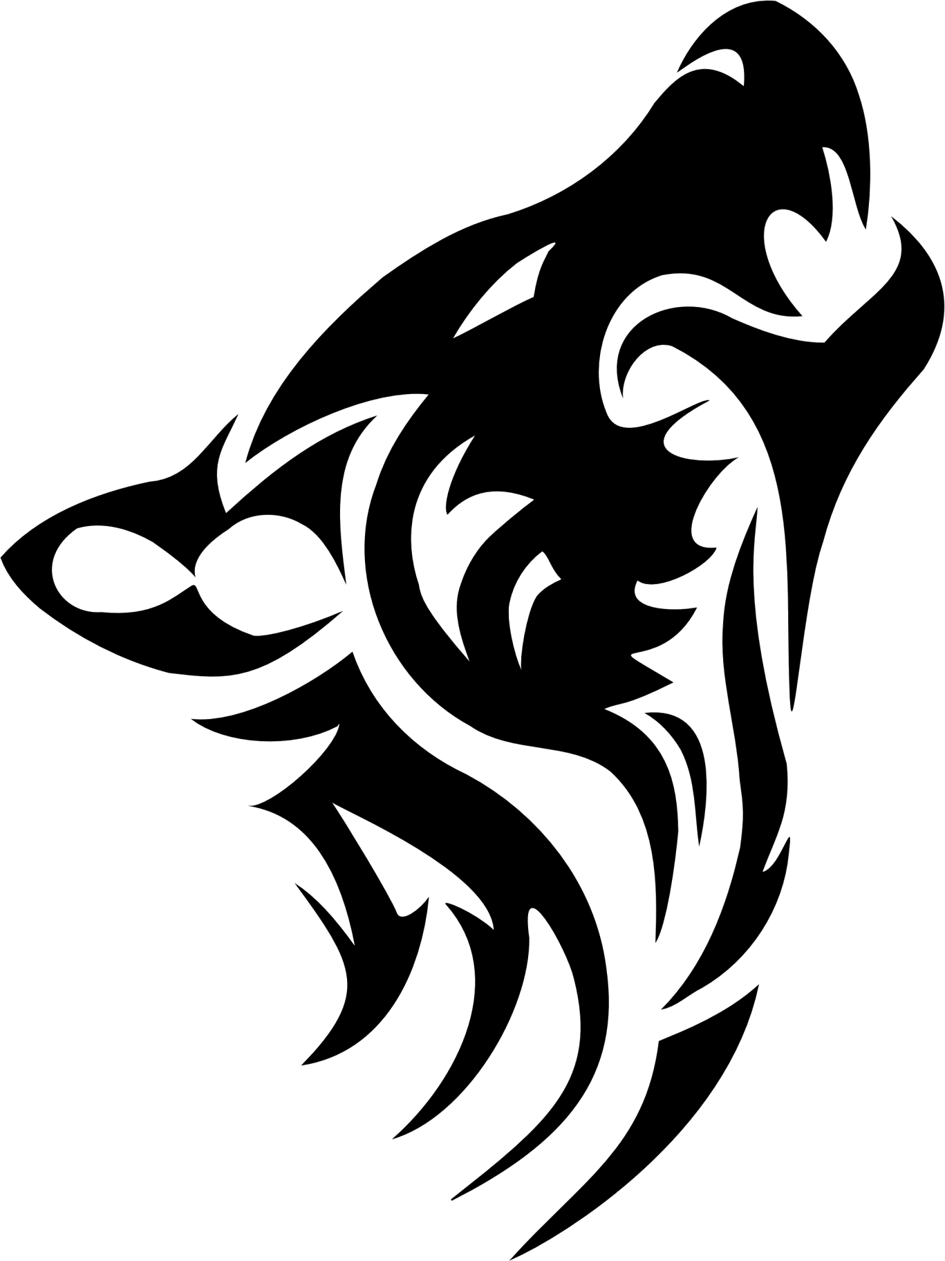 1367x1824 Wolf Tattoos PNG Transparent Image. Tribal wolf tattoo, Tribal wolf, Tribal tattoos