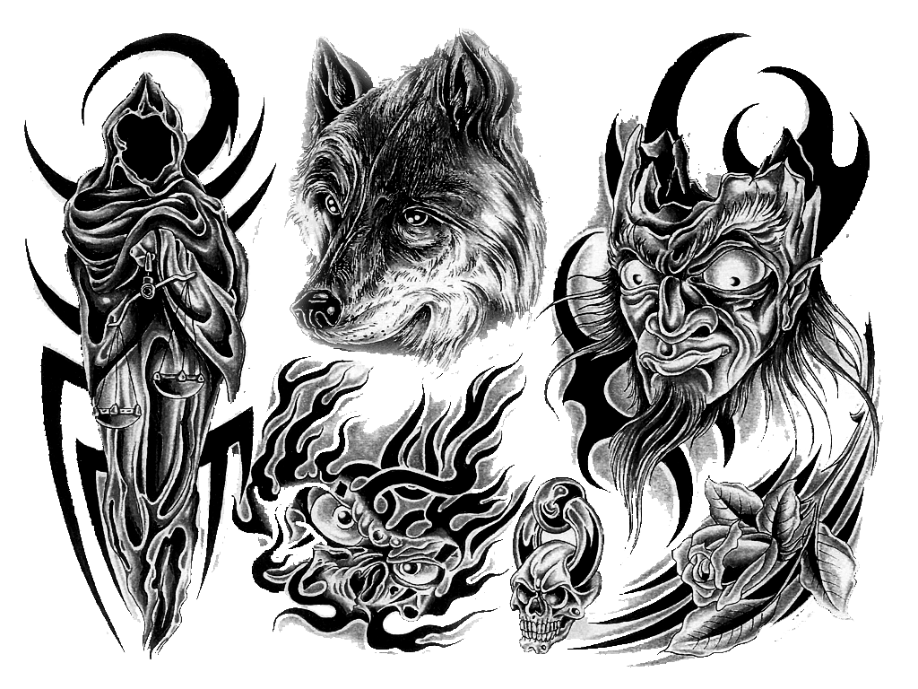 1024x768 Wolf Tattoo Wallpaper