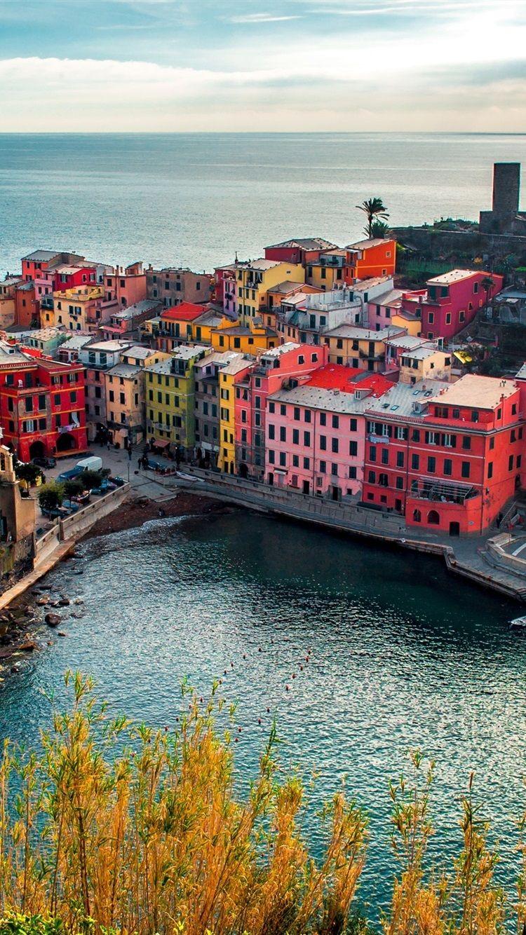 750x1334 Vernazza, City, Italy, Cinque Terre, Houses, Rocks, Coast 750x1334 IPhone 8 7 6 6S Wallpaper, Background, Picture, Image
