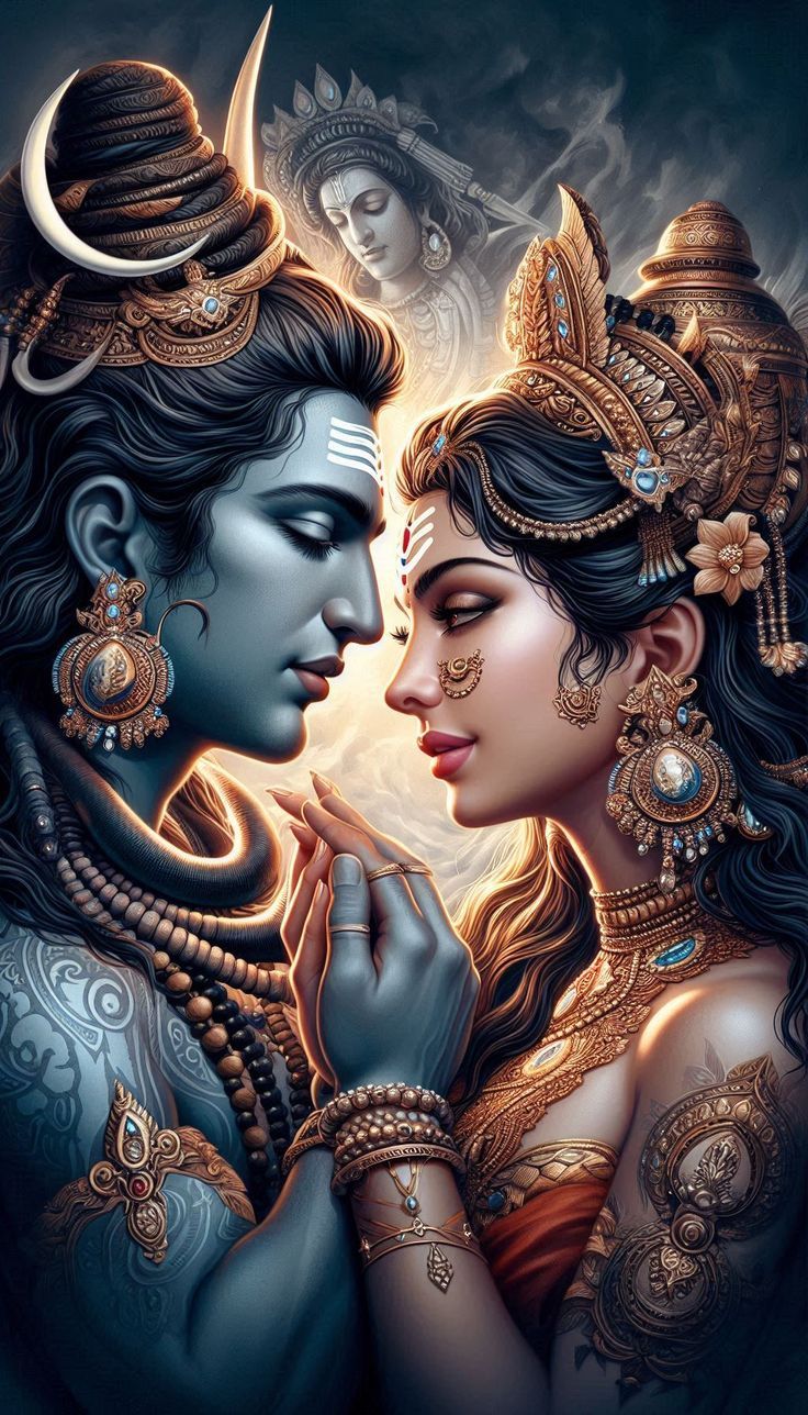 736x1288 Lord Shiva and goddess Parvati