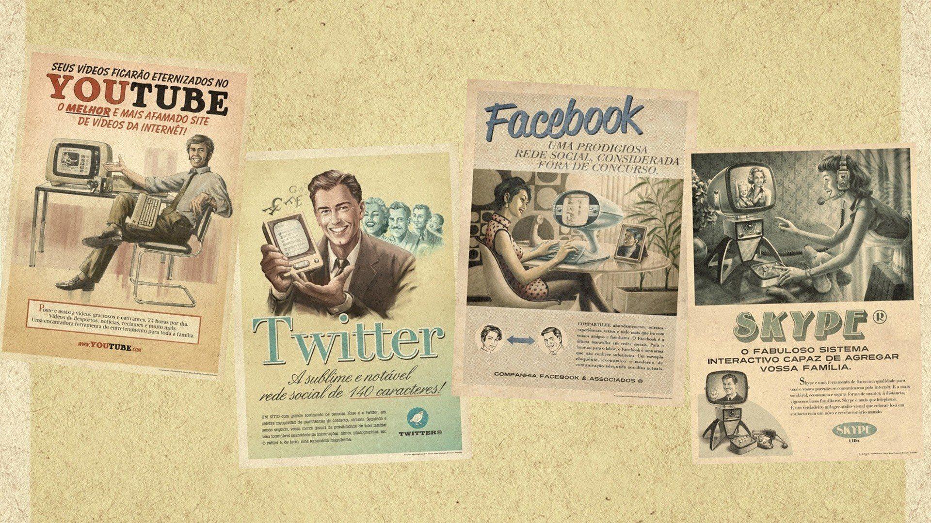 1920x1080 Computers Facebook vintage retro technology YouTube Twitter advertisement website Portuguese skype old fashion wallpaperx1080