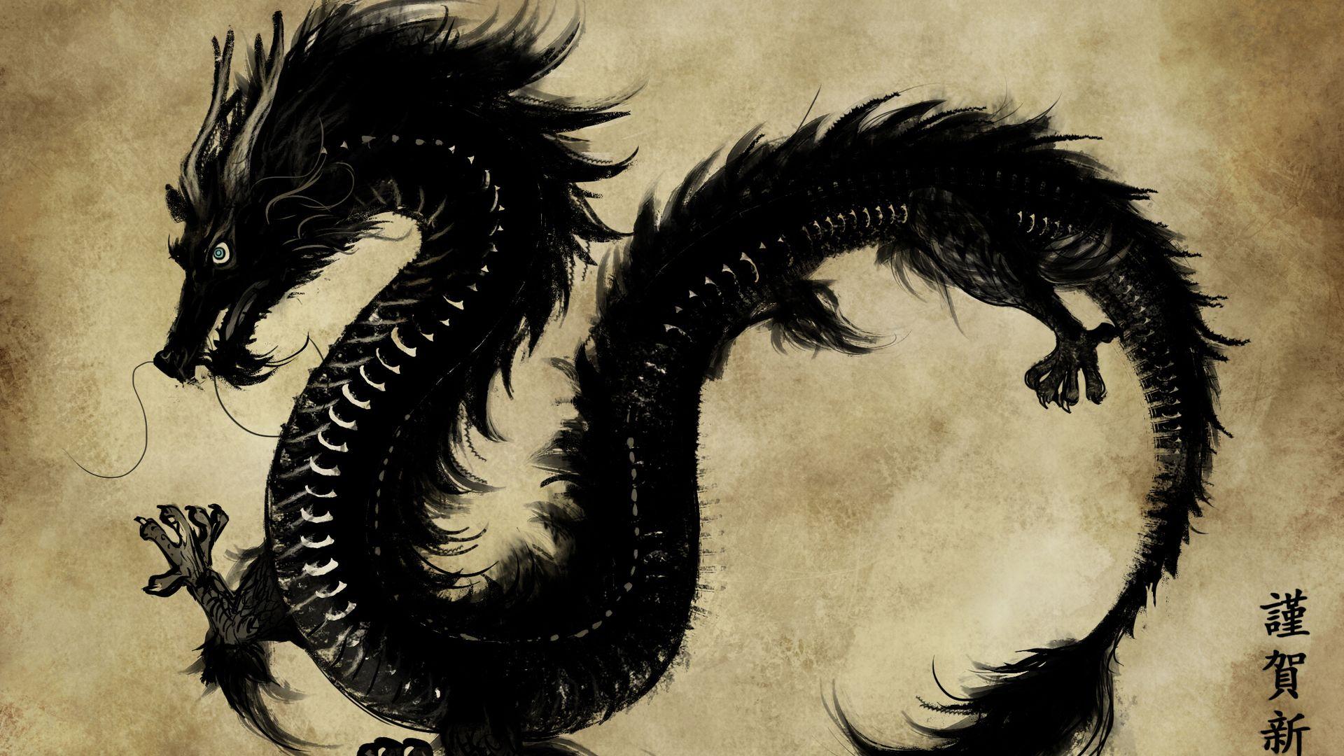 1920x1080 Fantasy Black Dragon HD Dreamy Wallpaper