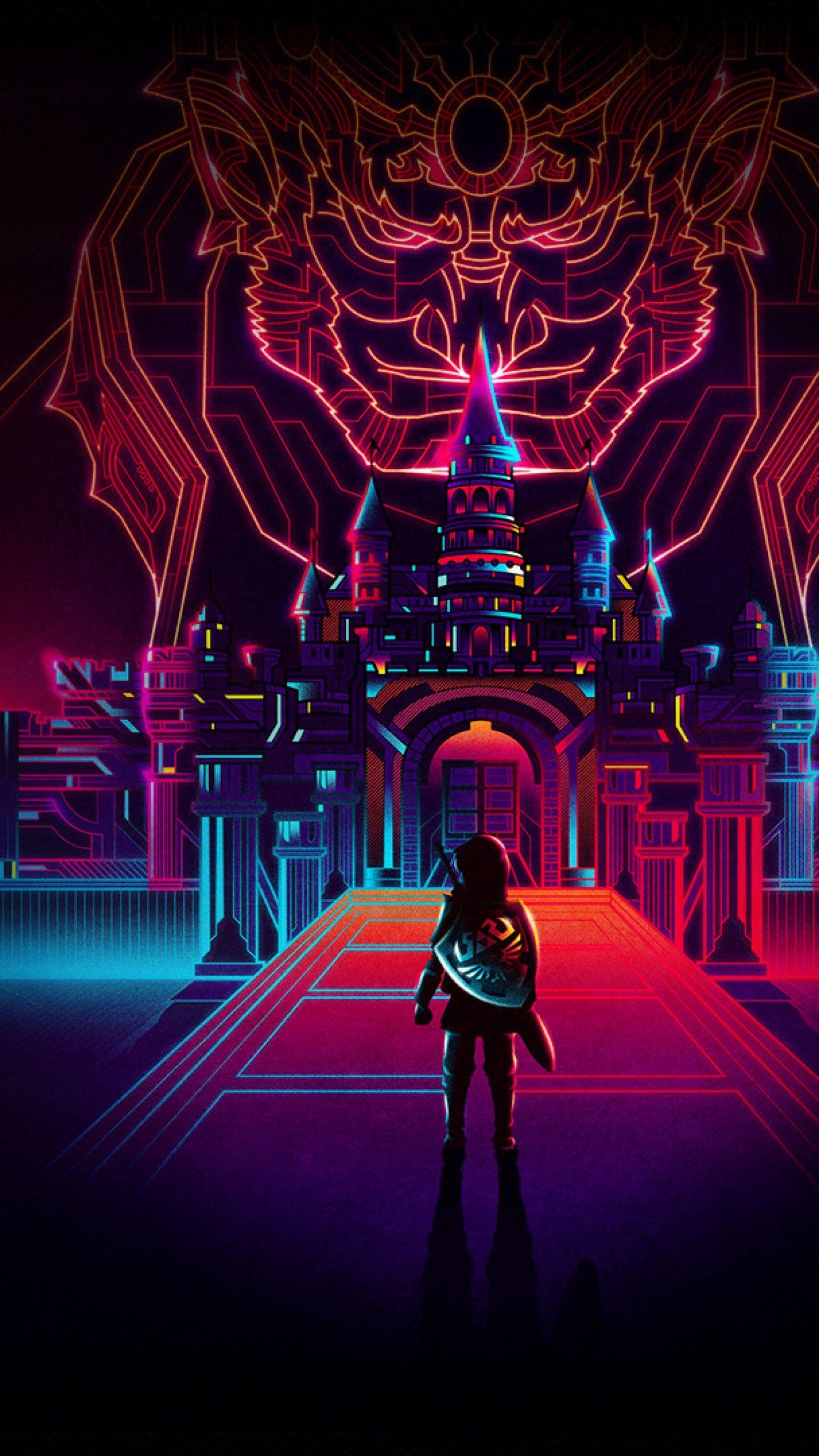 1440x2560 Wallpaper The Legend of Zelda, Retro, Neon art, Creative Graphics,. Wallpaper for iPhone, Android, Mobile and Desktop