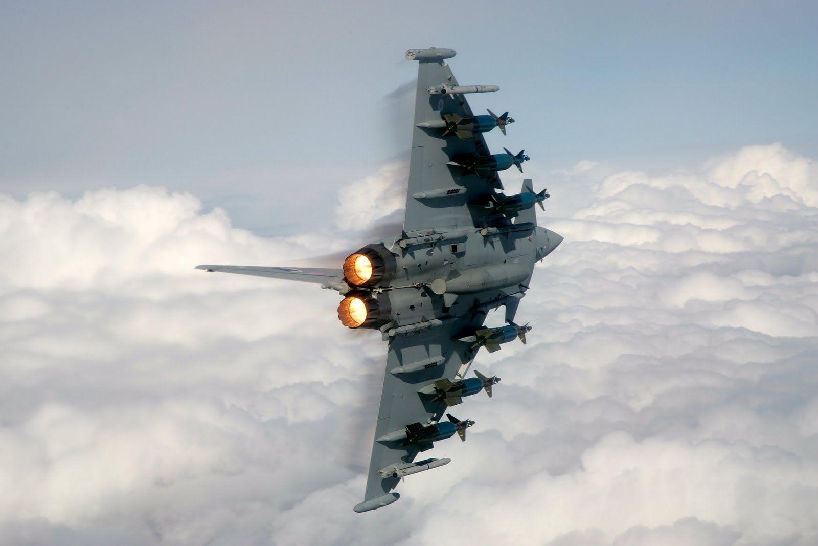 1600x1067 RAF Typhoon armed with Paveway IV laser guided bombs. Fighter jets, Aircraft, Military aircraft