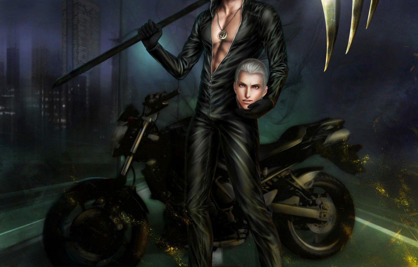 1332x850 Wallpaper motorcycle, naruto, braid, guy, naruto, art, akatsuki, zetsuai hidan image for desktop, section сэйнэн