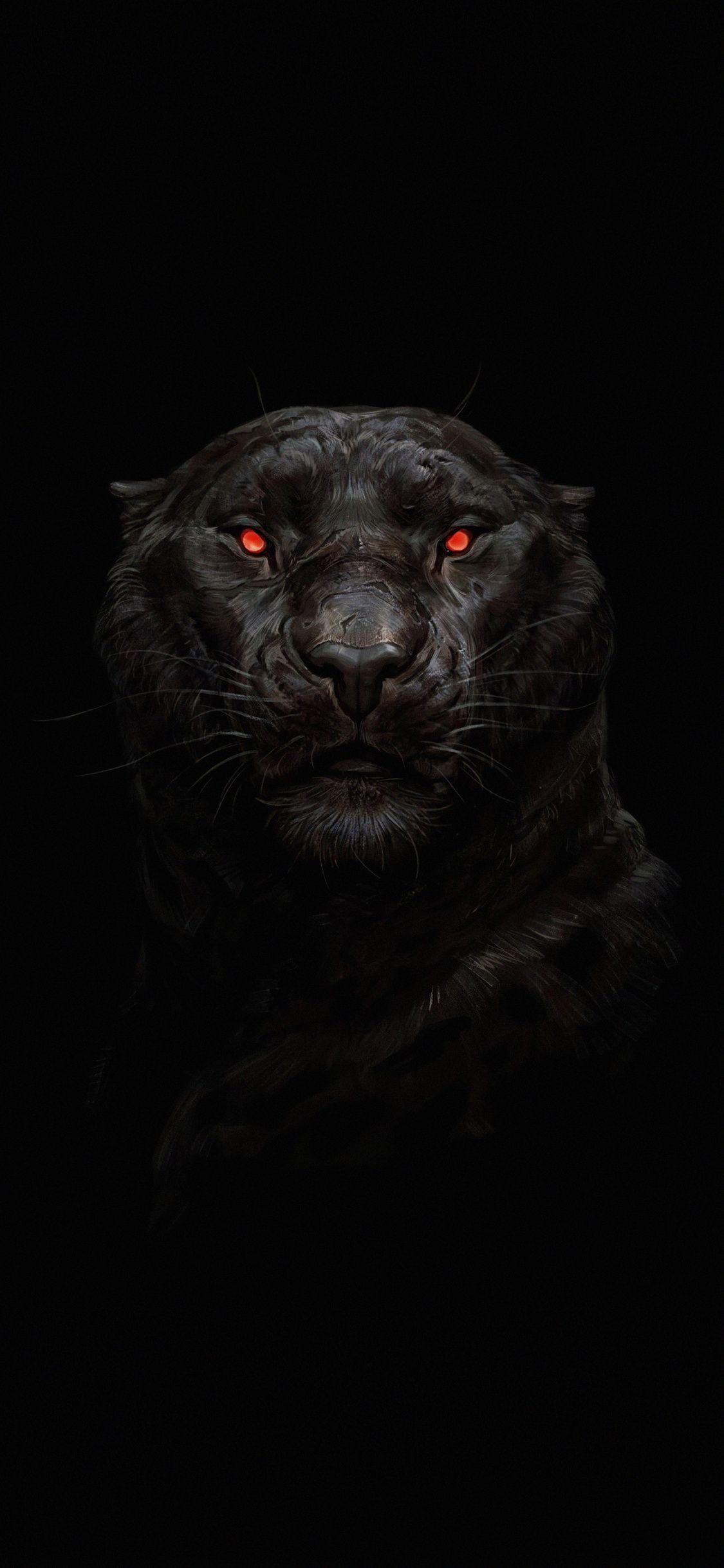 1125x2436 Tiger, glowing red eyes, predator, dark wallpaper. Dark wallpaper, Red and black wallpaper, HD dark wallpaper