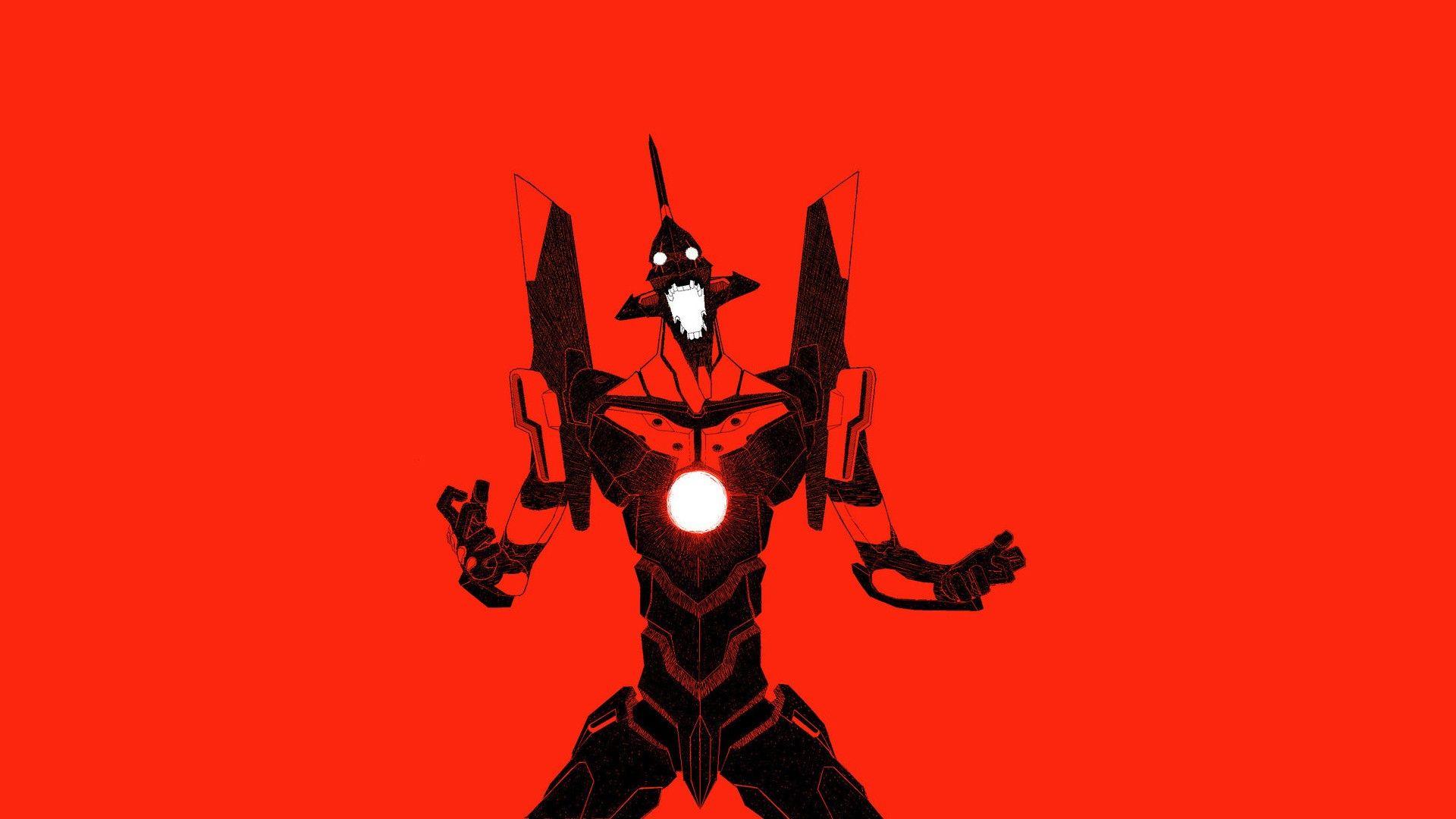 1920x1080 Minimalistic mecha Neon Genesis Evangelion anime EVA Unit 01 red background wallpaperx1080