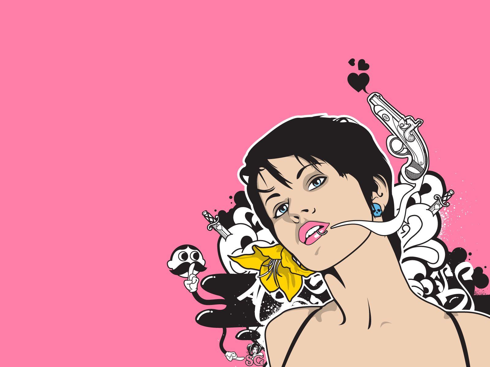 1600x1200 Download Suicide Girl Vector Wallpaper 1600x1200