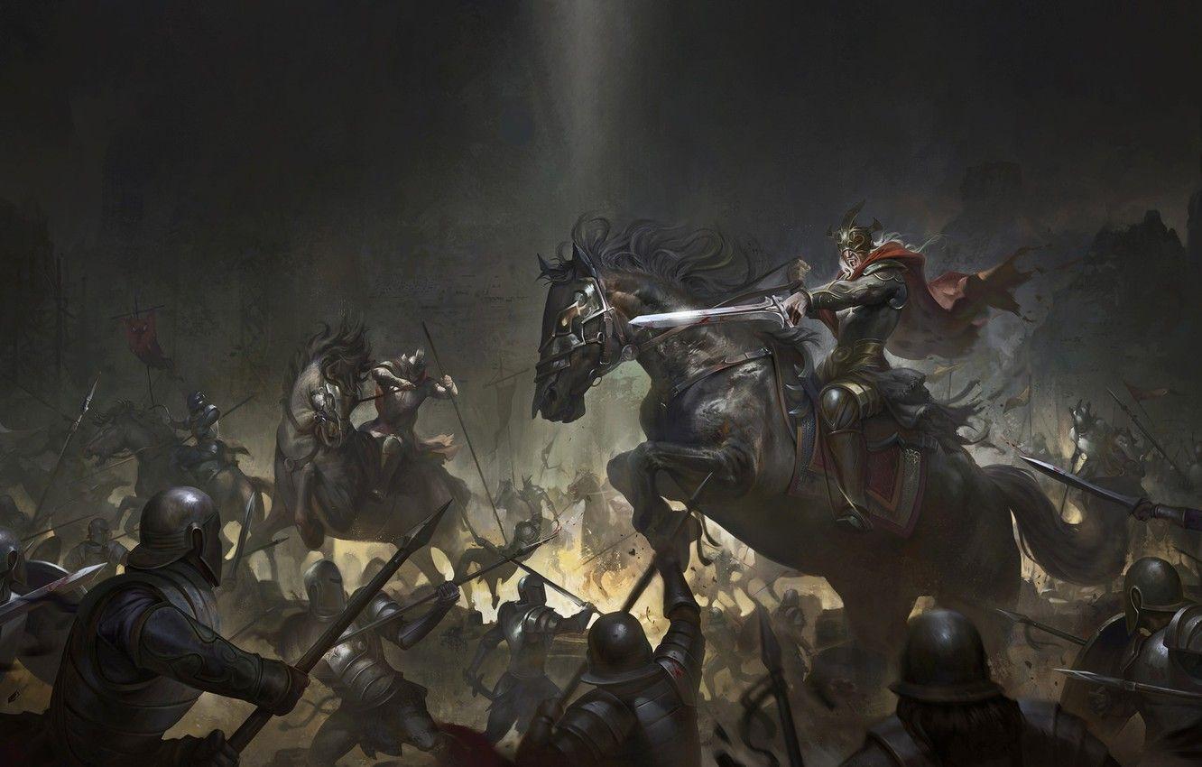 1332x850 Wallpaper Horse, Armor, Horse, Army, Battle, Swords, Mythology, War, Army, War, Illustration, Concept Art, Attack, Battle, Characters, Attack image for desktop, section фантастика