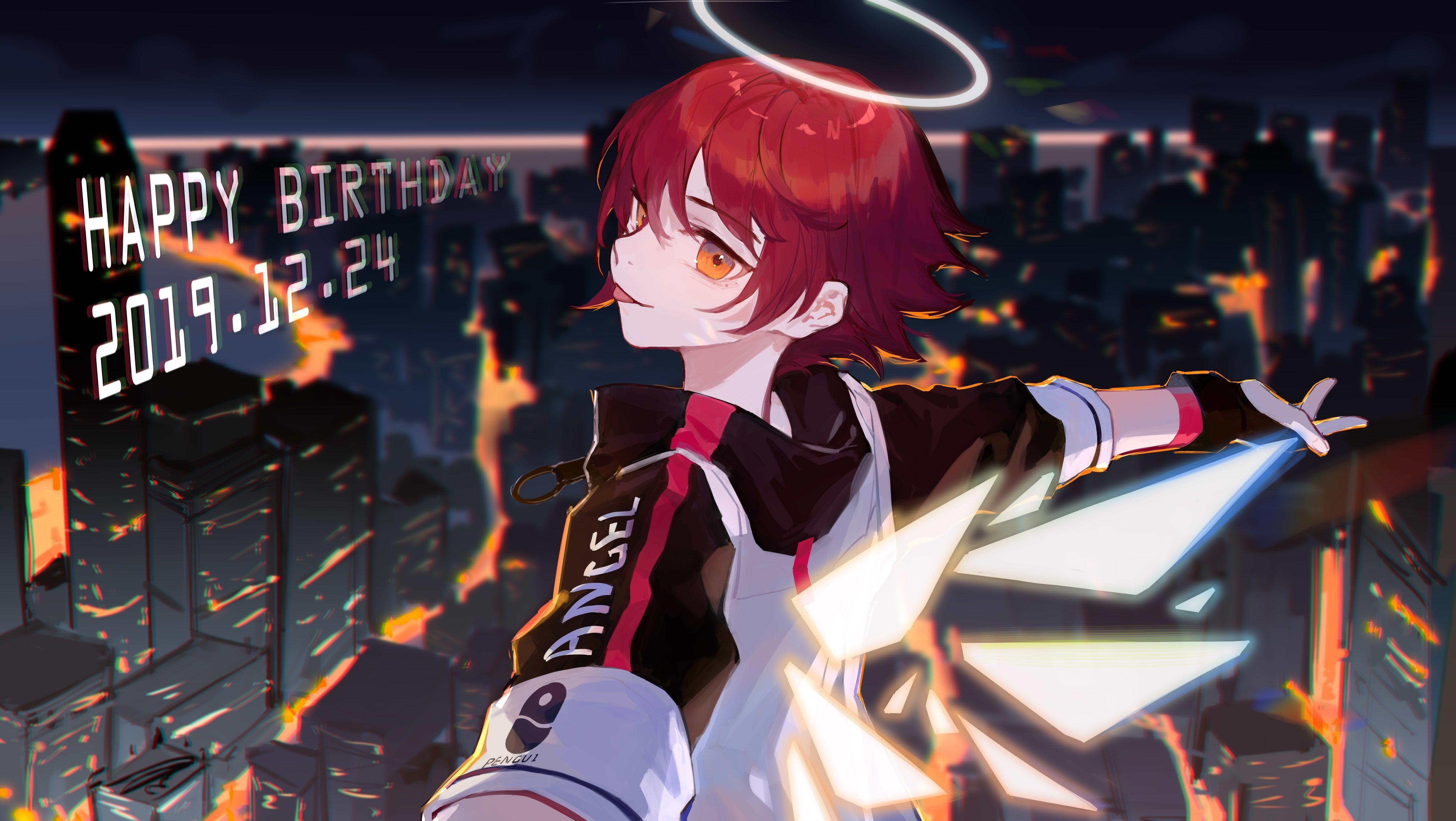 4788x2700 Download 4788x2700 Exusiai, Arknights, Redhead, Happy Birthday, Cityscape, Anime Games Wallpaper. Anime, Anime art girl, Anime love