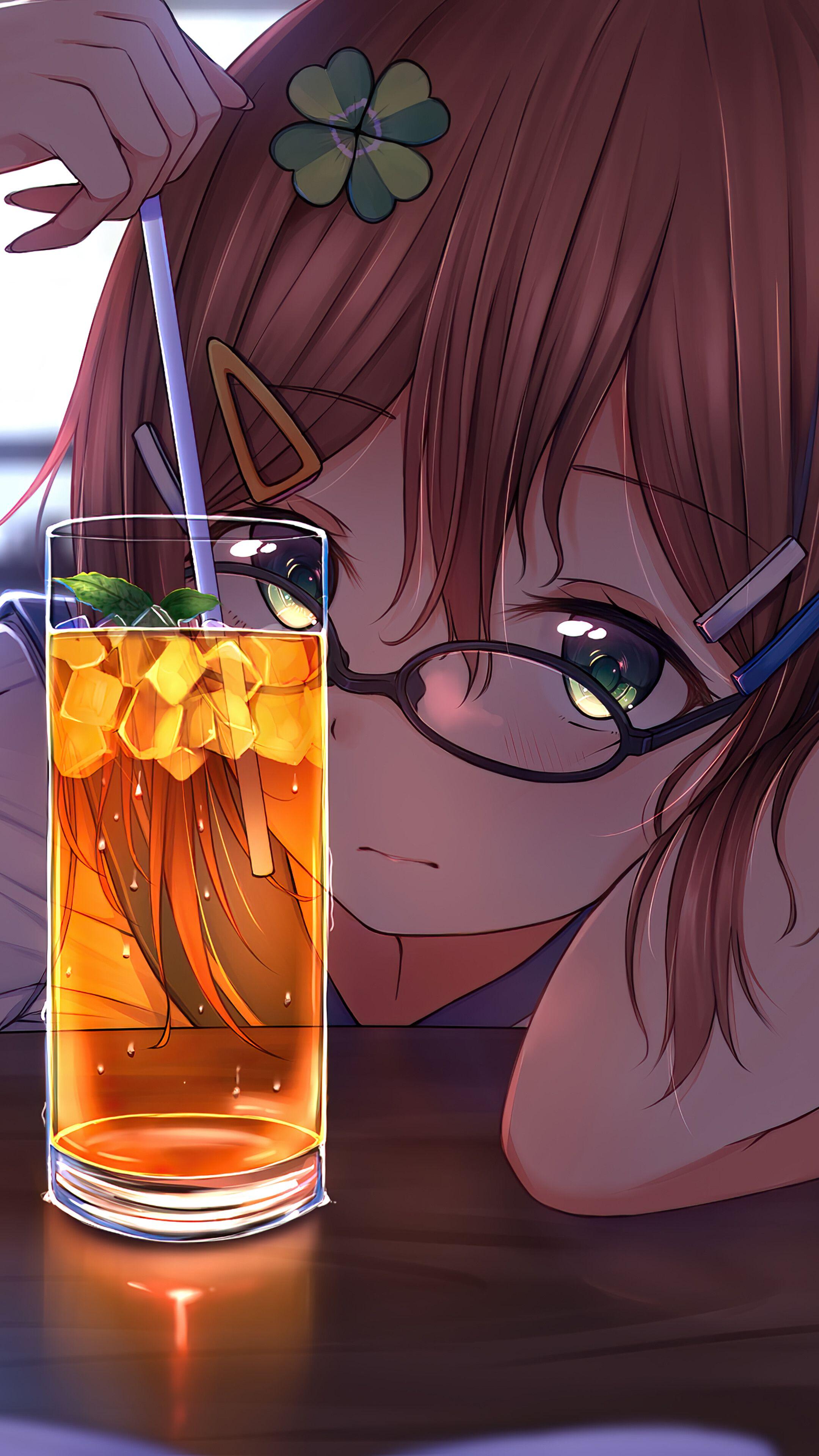 2160x3840 Anime, Cute, Girl, Glasses, 4K phone HD Wallpaper, Image, Background, Photo and Picture. Mocah HD Wallpaper