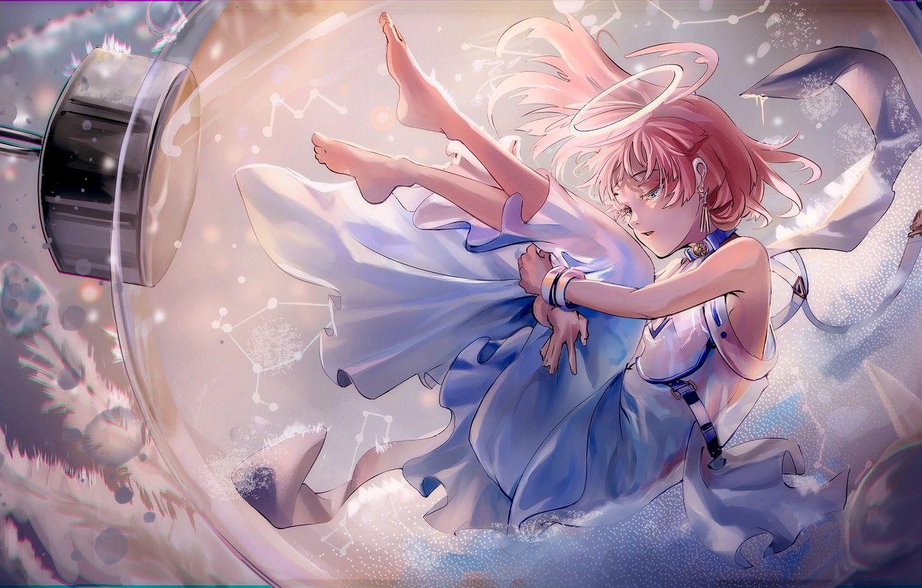 1332x850 Wallpaper girl, art, tube, halo, shards of glass image for desktop, section арт