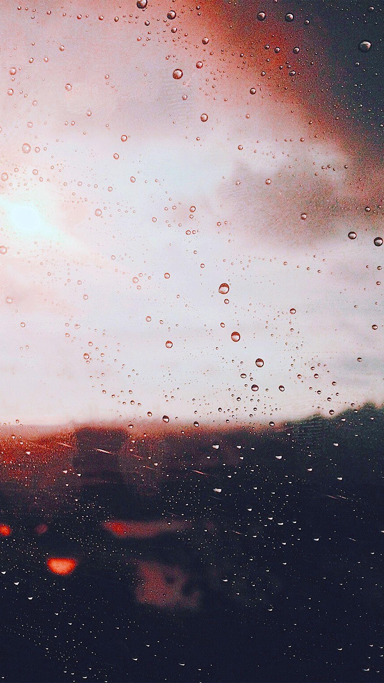 1242x2208 Rain Window Day Sunlight Bokeh Blue Red Wallpaper