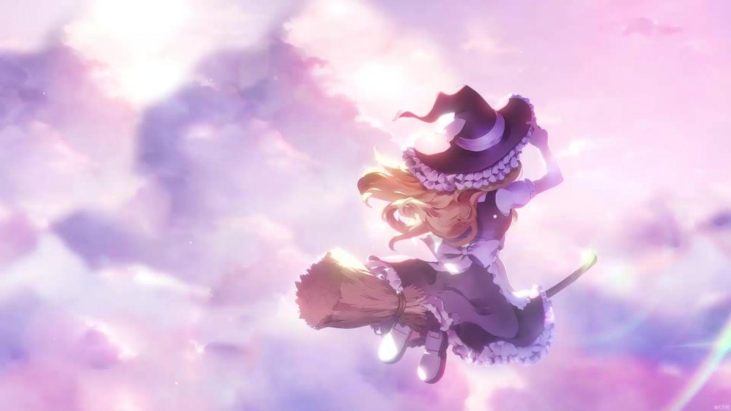 1500x844 Marisa Kirisame Flying Witch Touhou Live Wallpaper