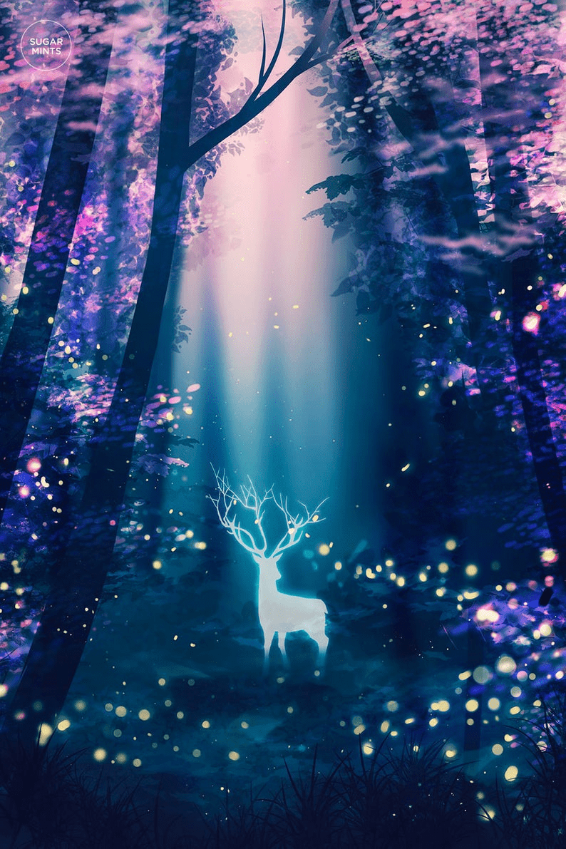 794x1191 Deer Art Poster: Fireflies. Fireflies art, Poster art, Firefly art