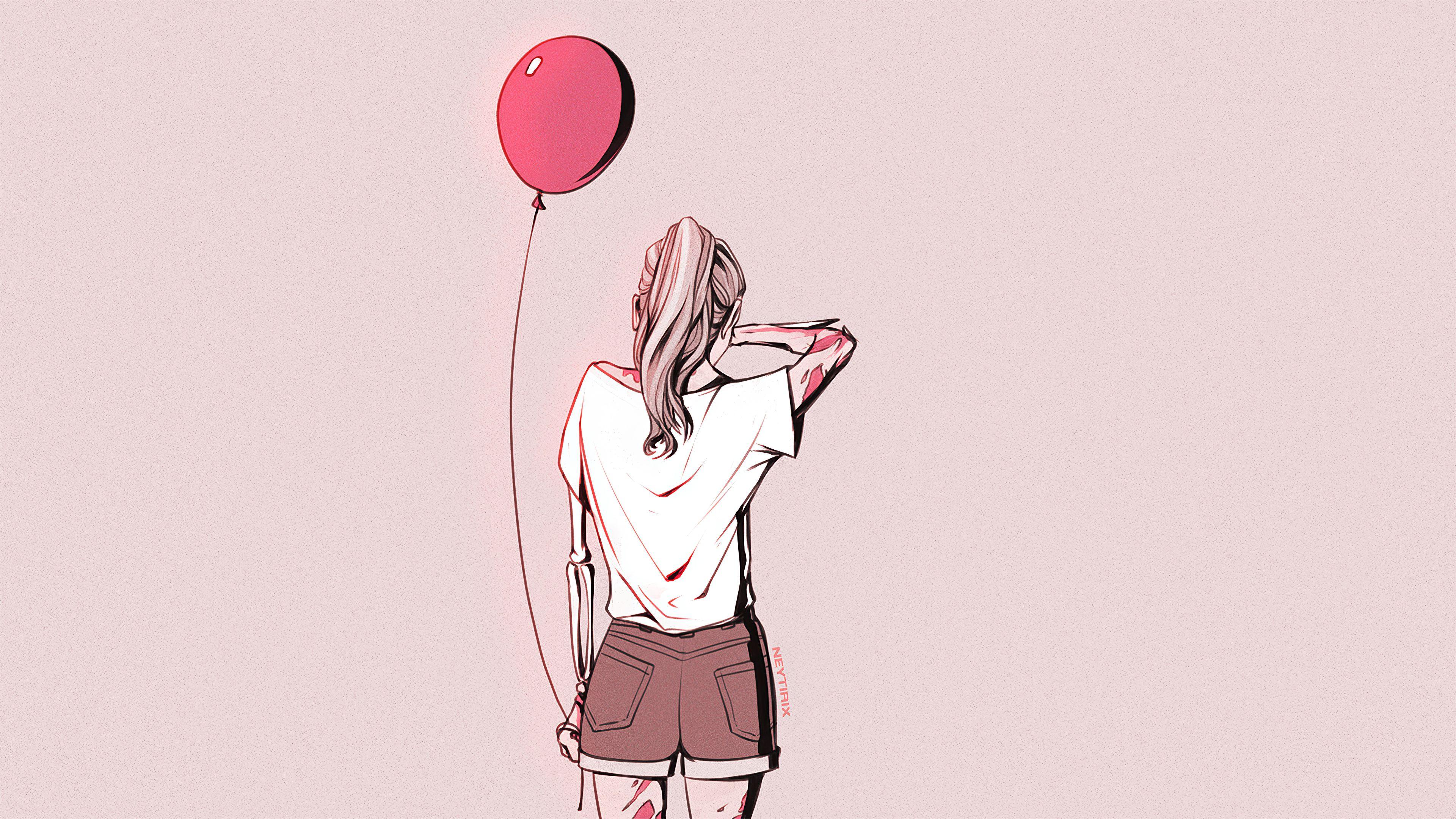 3840x2160 Crying Girl Sad With Balloon 4k, HD Artist, 4k Wallpaper, Image, Background, Photo and Picture