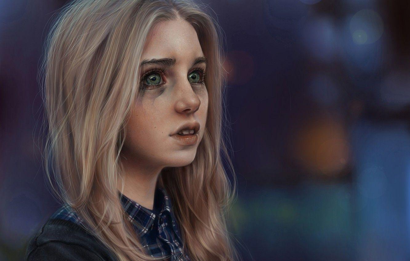 1332x850 Wallpaper girl, mood, tears, art, blonde, crying, cry image for desktop, section живопись