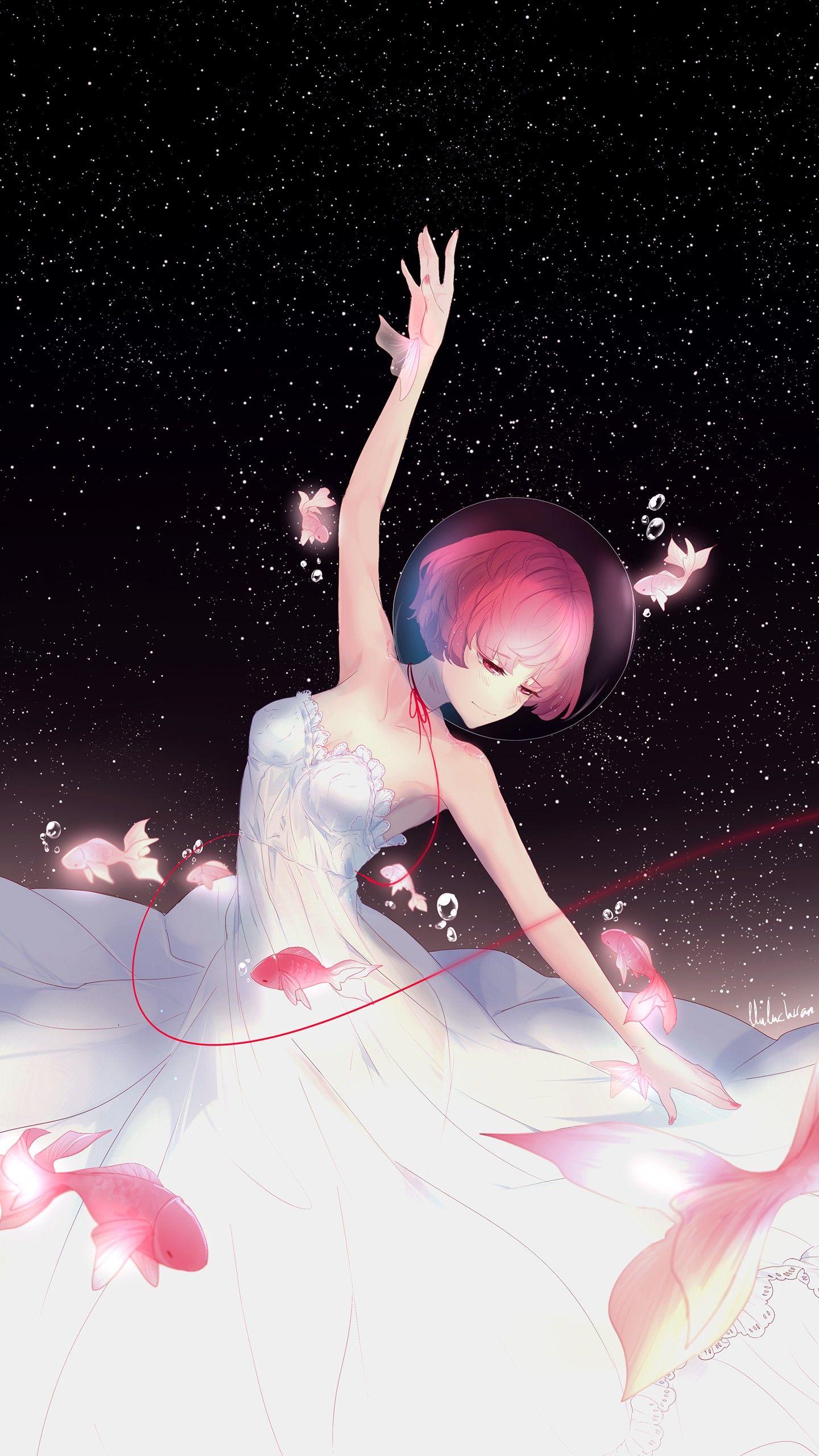 1440x2560 Anime girl Night Dance Wallpaper