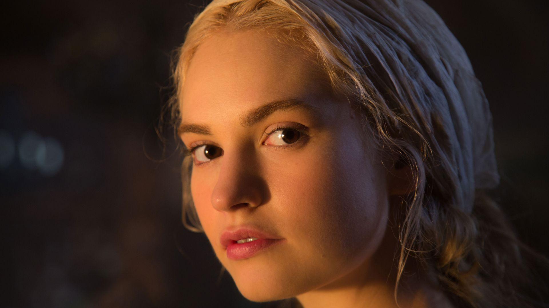 1920x1080 Wallpaper Cinderella, Best Movies of film, romantic, blonde, fog, Lily James, Movies