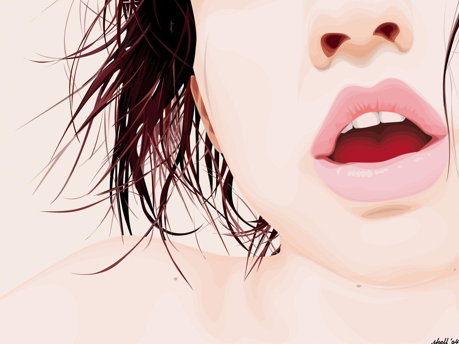 1600x1200 Girl Lips Vector Wallpaper