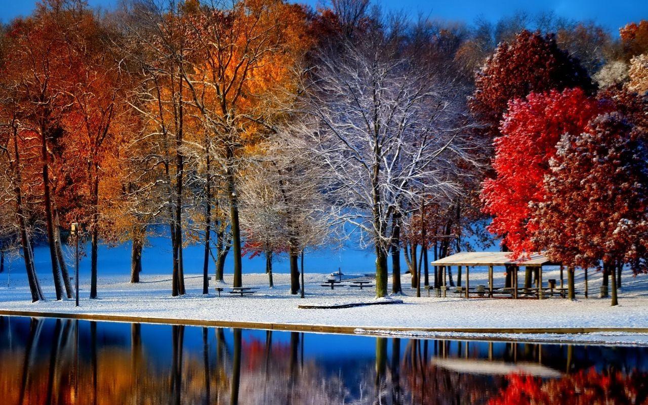 1280x800 Fall Snow home autumn fall inspiration decorate ideas fireplace halloween thanksgiving wreath mantle pumpkins. Landscape, Autumn scenes, Autumn trees