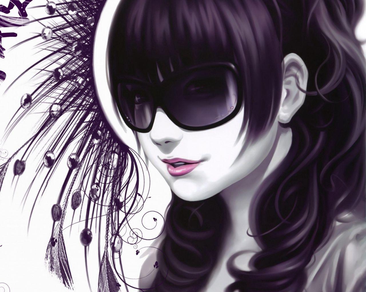 1280x1024 Download wallpaper 1280x1024 girl, glasses, style, vector standard 5:4 HD background