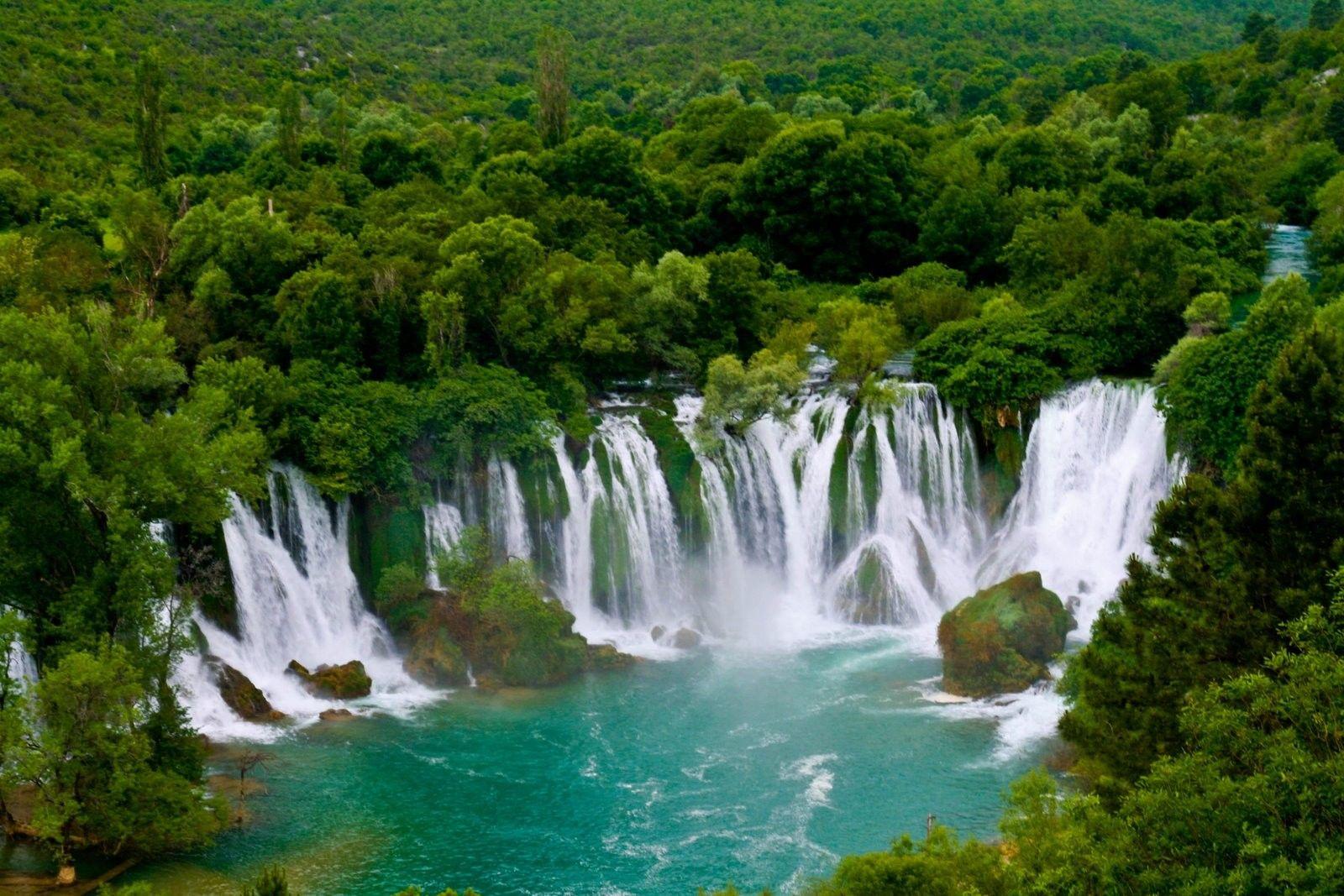 1600x1067 River: Kravice Bosnia Forest River Nature Waterfall Ljubuki Monsters