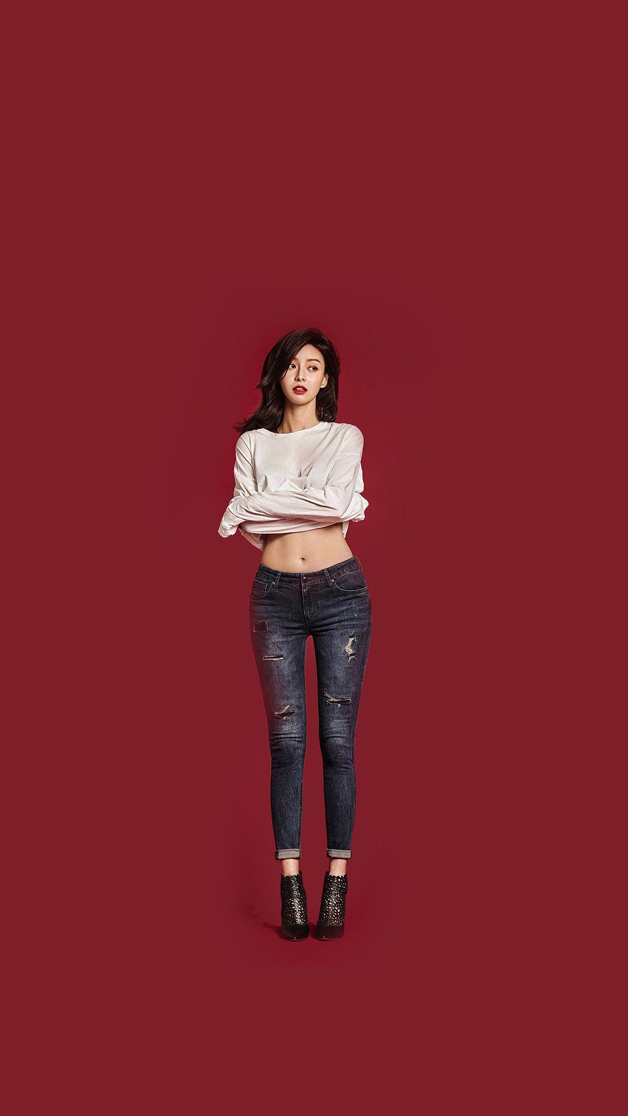 1242x2208 Kpop Girl Kwon Nara Red White