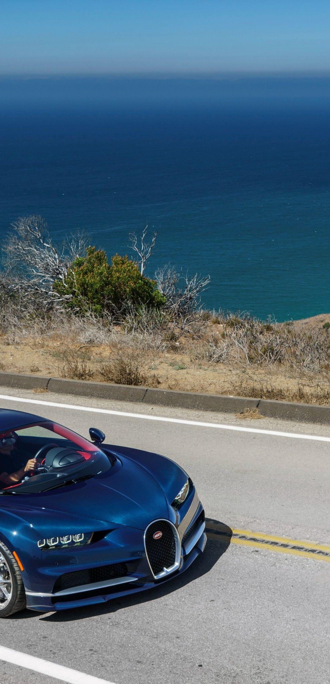 1080x2240 Download 1080x2240 Bugatti Chiron, Blue, Ocean, Road, Top View, Cars Wallpaper for Huawei P20 Pro