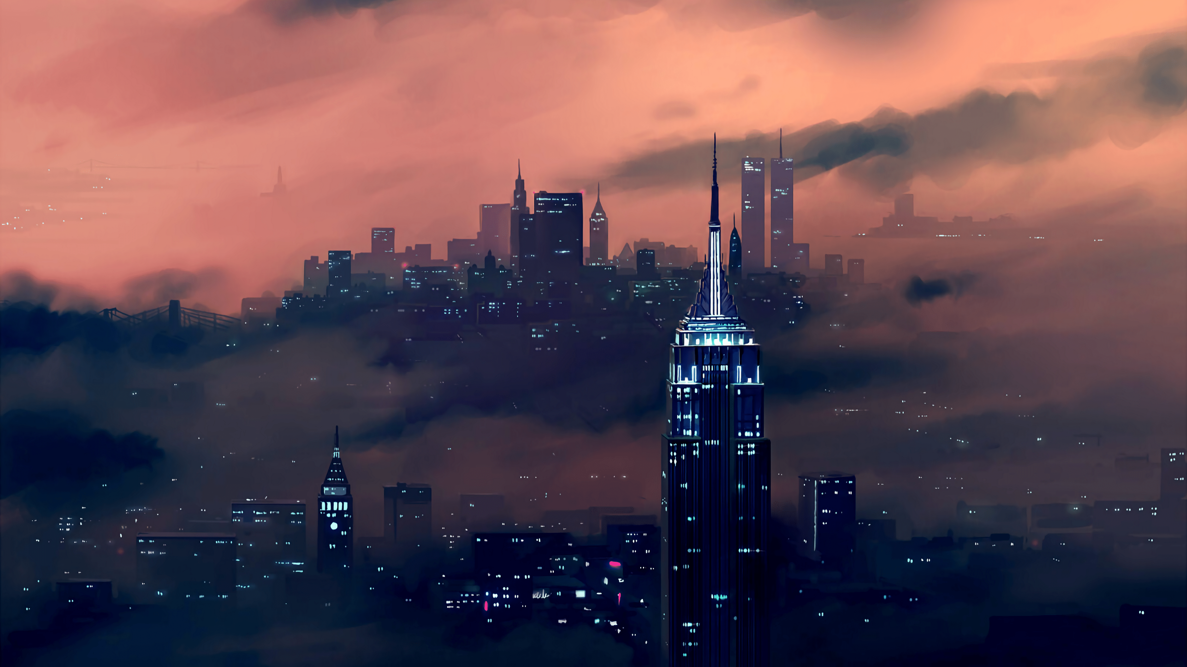 3840x2160 Wallpaper New York City, Empire State Building, Cityscape, Skyline, Night, 4K, Creative Graphics / Most Popular,. Wallpaper for iPhone, Android, Mobile and Desktop