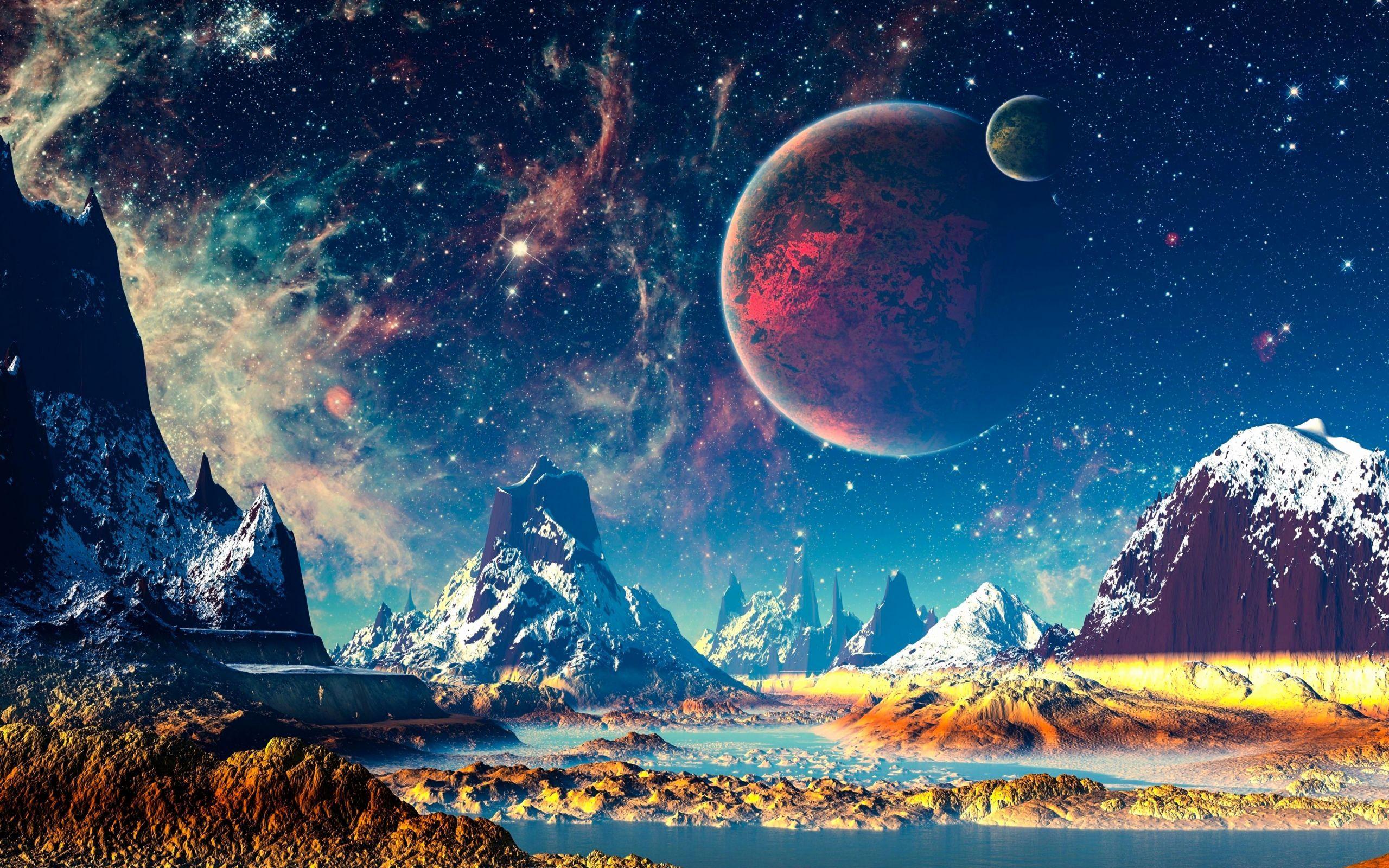 2560x1600 4k Fantasy Wallpaper Best Of Fantasy World Mountains River Planets Stars 4k Wallpaper Best Wallpaper This Week of The Hudson