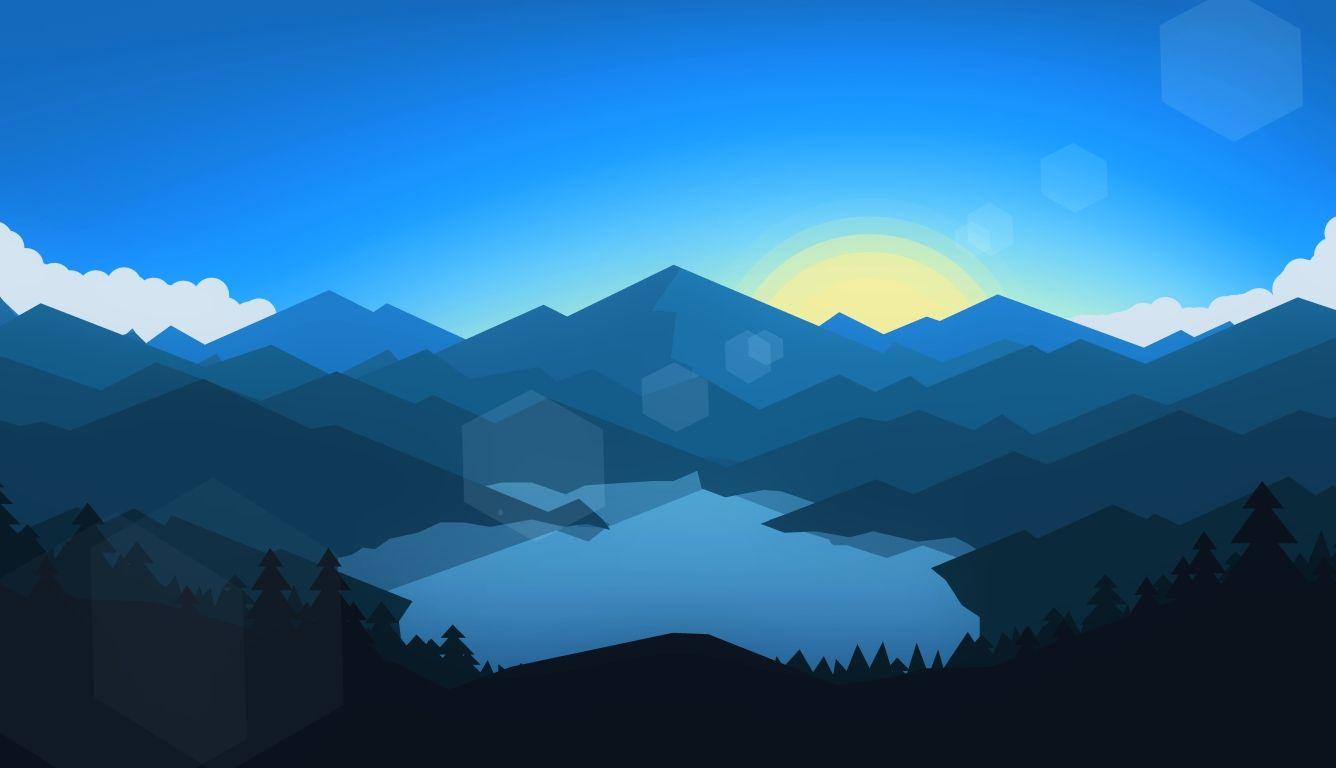 1336x768 Forest Mountains Sunset Cool Weather Minimalism HD Laptop Wallpaper, HD Minimalist 4K Wallpaper, Image, Photo and Background