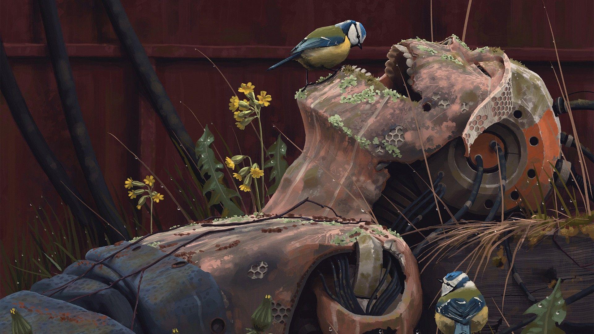 1920x1080 artwork, Robot, Rust, Simon Stålenhag Wallpaper HD / Desktop and Mobile Background