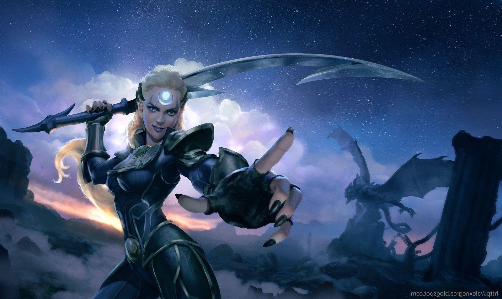 1600x954 Diana, Sword, Dragon, Blonde, League Of Legends Wallpaper HD / Desktop and Mobile Background