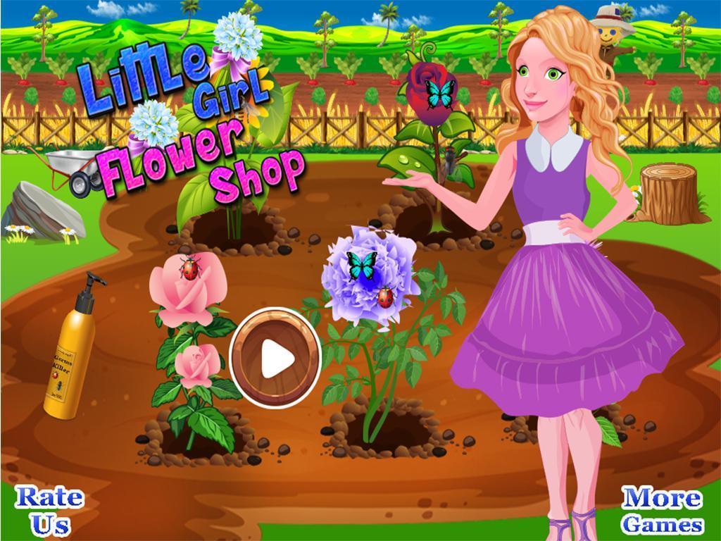 1024x768 Little Girl Flower Shop for Android