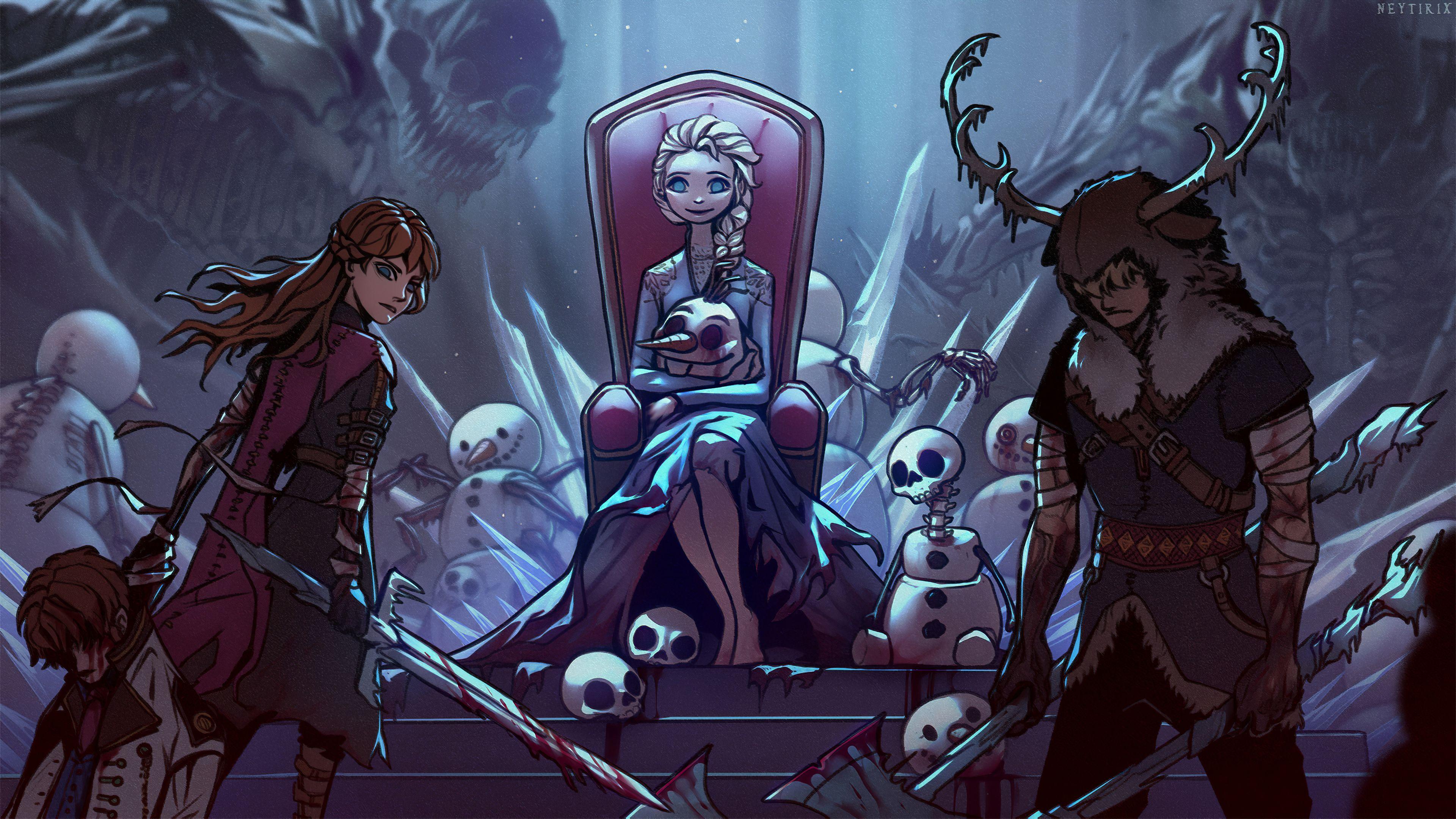 3840x2160 Wallpaper 4k Frozen Elsa Olaf Anna Art Frozen Elsa Olaf Anna Art 4k wallpaper