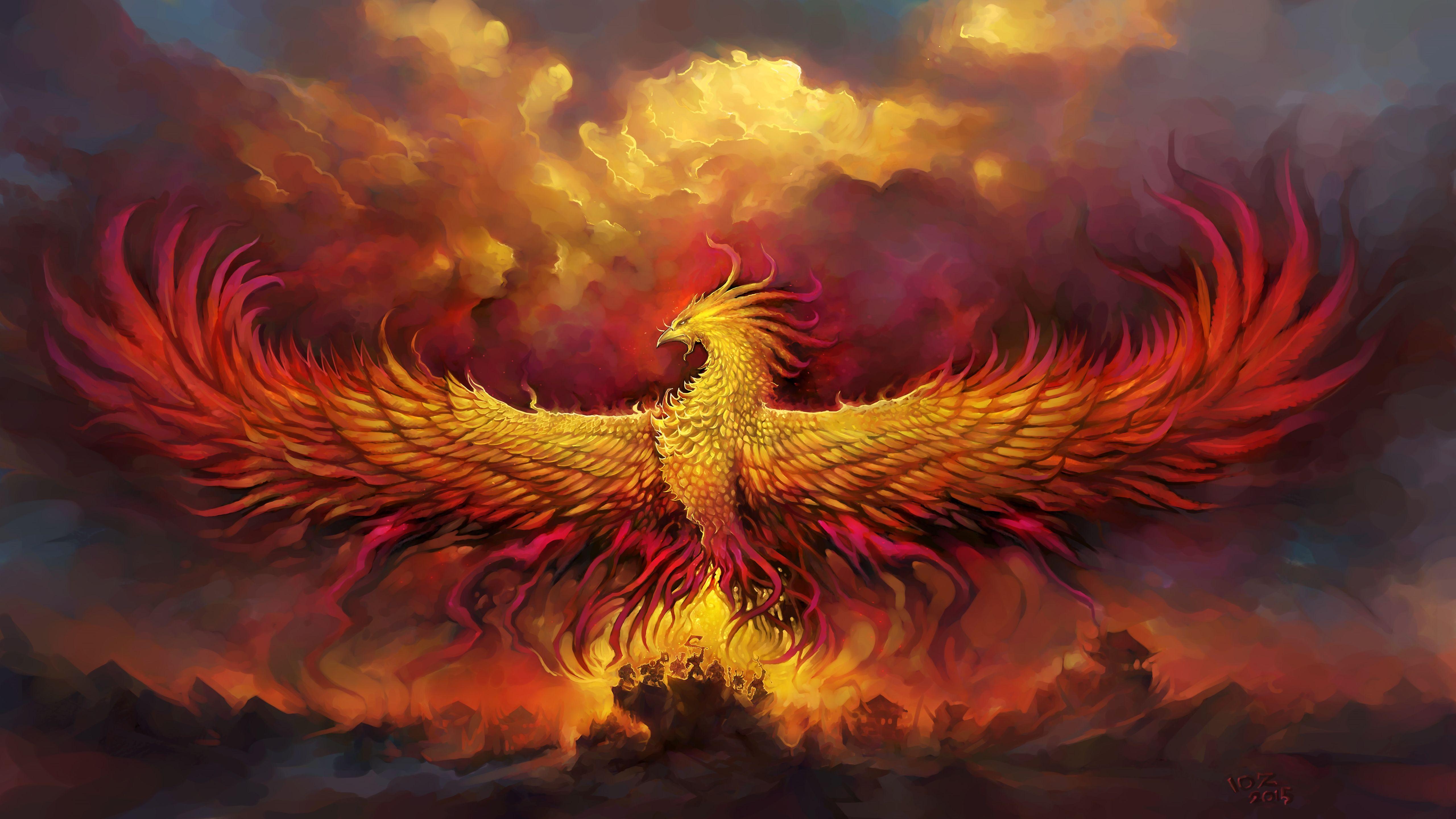 5120x2880 Fiery phoenix 5k wallpaper