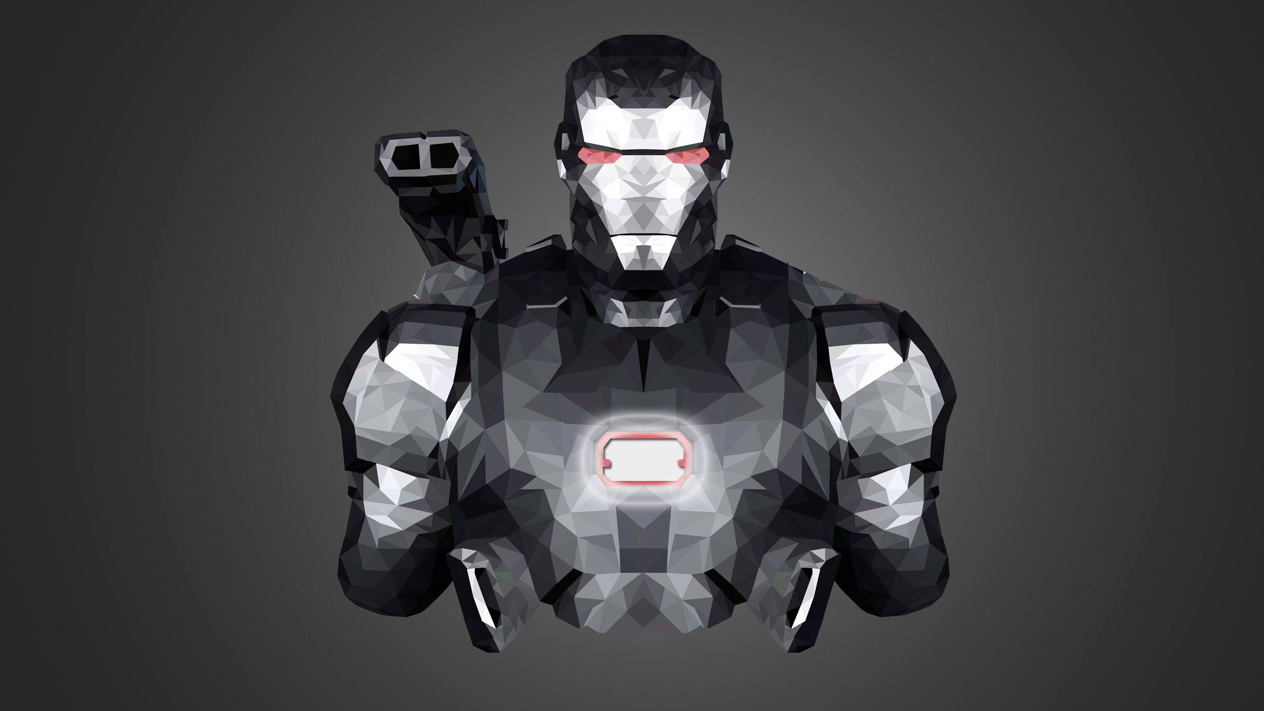 2560x1440 War Machine, Iron Man, Armor, Low poly, Minimalism Wallpaper HD / Desktop and Mobile Background