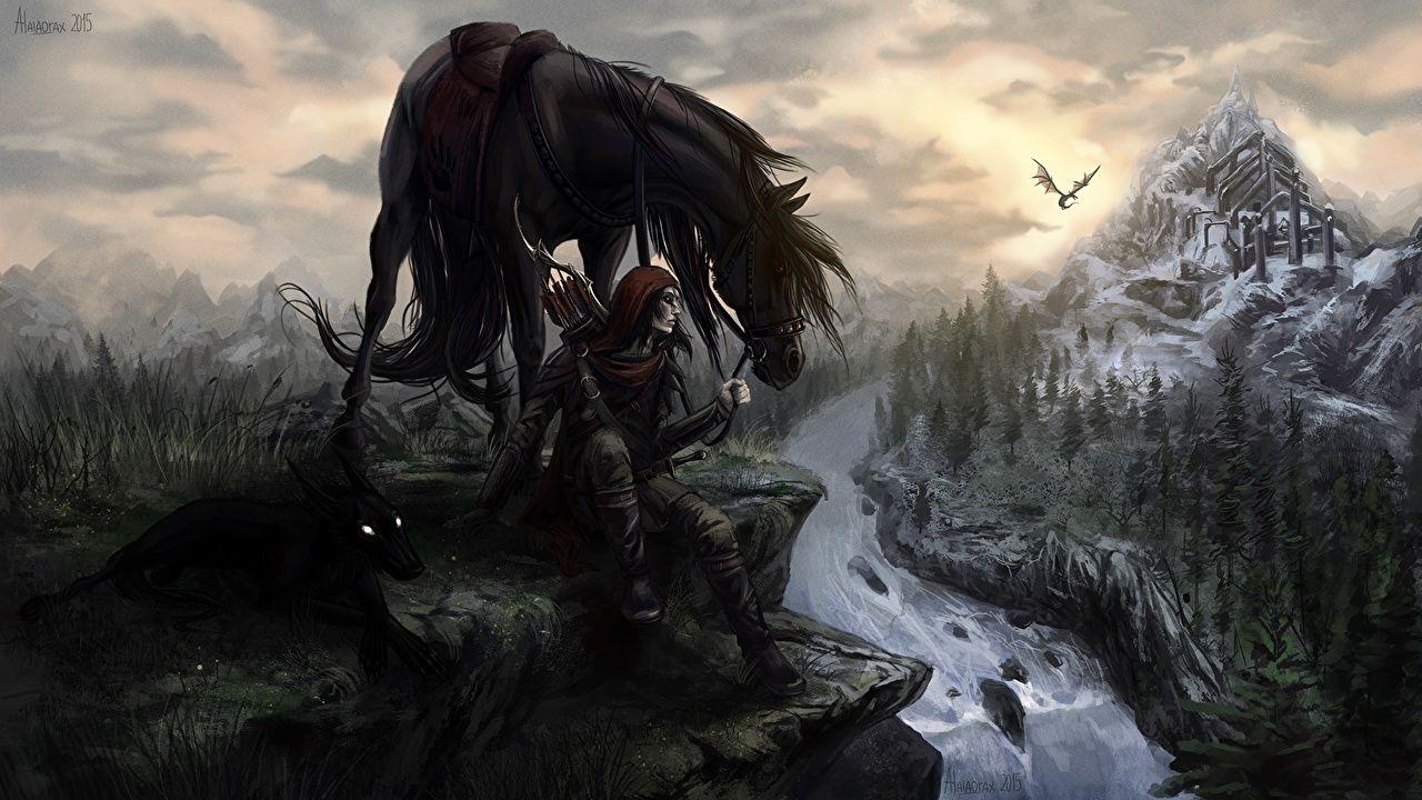 1280x720 Desktop Wallpaper The Elder Scrolls V: Skyrim horse Archers warrior