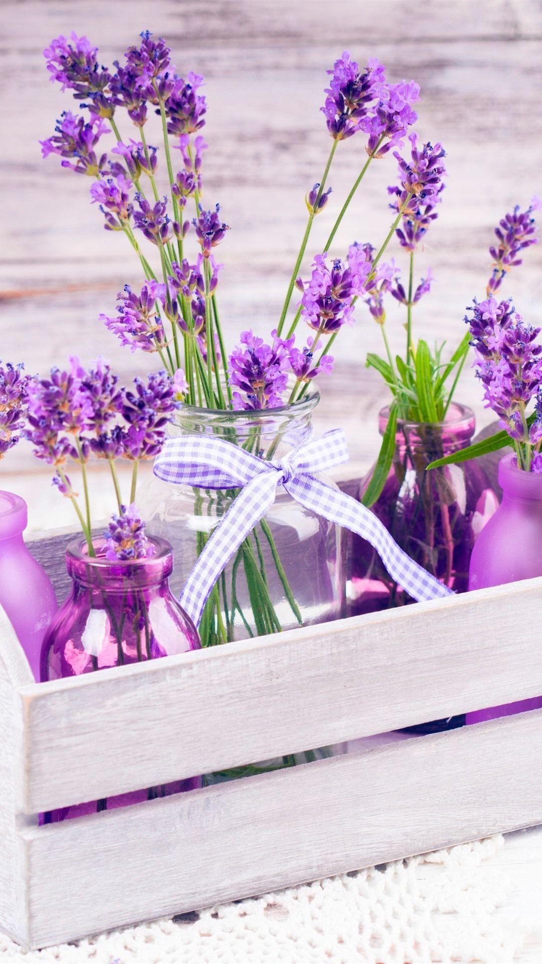 1080x1920 Beautiful Purple Lavender Flowers, Bottles, Wood Box 1242x2688 IPhone 11 Pro XS Max Wallpaper, Background, Picture, Image